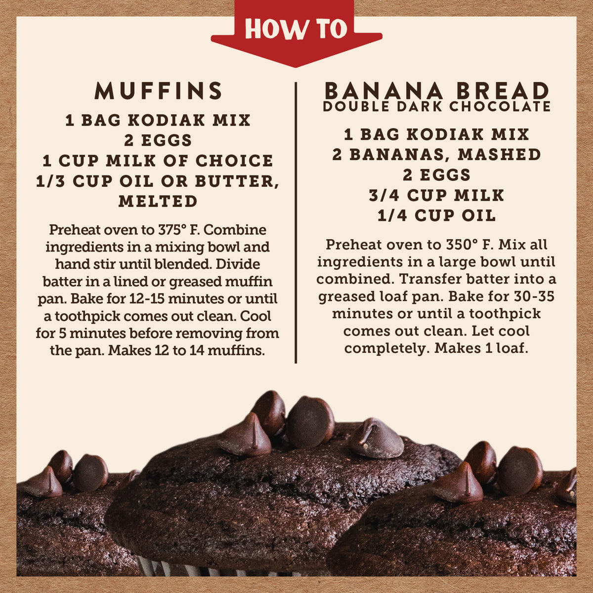 Kodiak Cakes Power Bake Muffin Mix, Double Dark Chocolate, 14 oz (Pack of 6) | 18g Protein per Serving