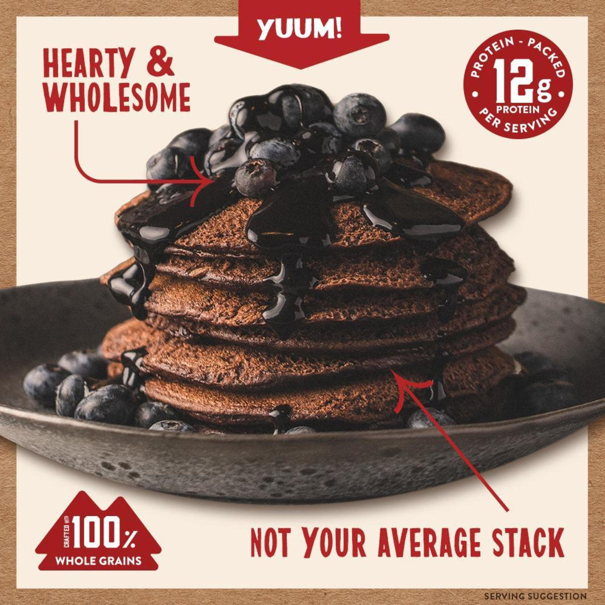Kodiak Cakes Dark Chocolate Power Cakes – Protein Pancake Mix, 18 oz, Pack of 6