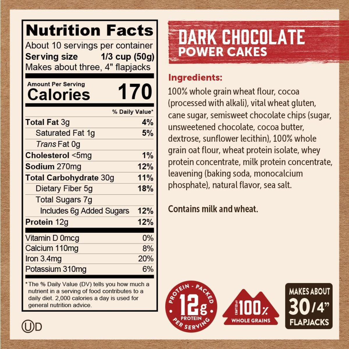 Kodiak Cakes Dark Chocolate Power Cakes – Protein Pancake Mix, 18 oz, Pack of 6