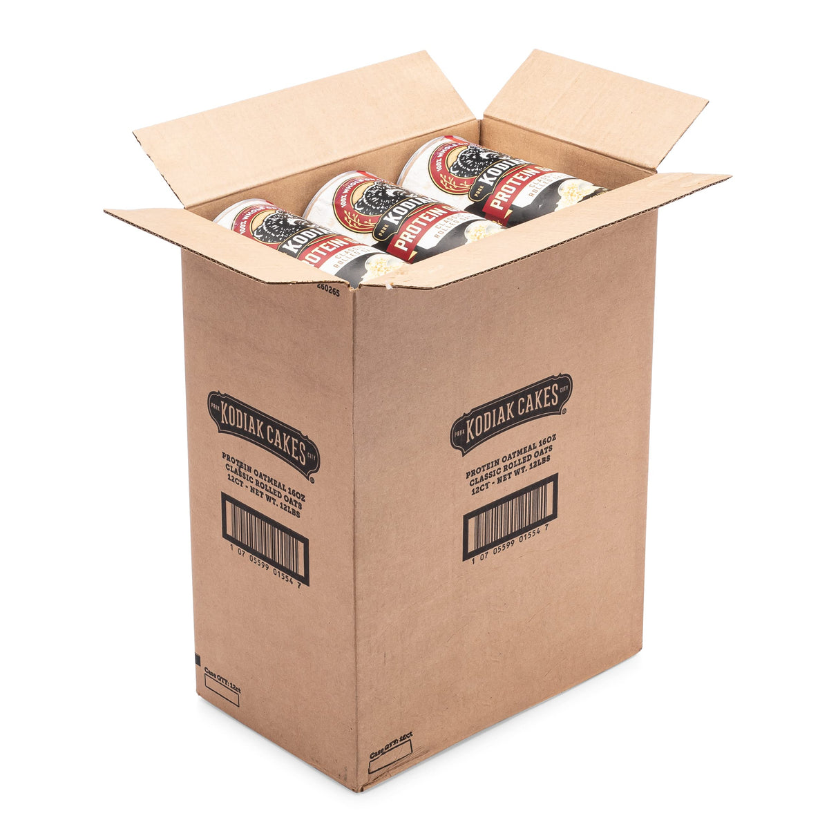 Kodiak Cakes Oatmeal Canister – Rolled Oats, 16oz, High Protein, 100% Whole Grains (12 Canisters)