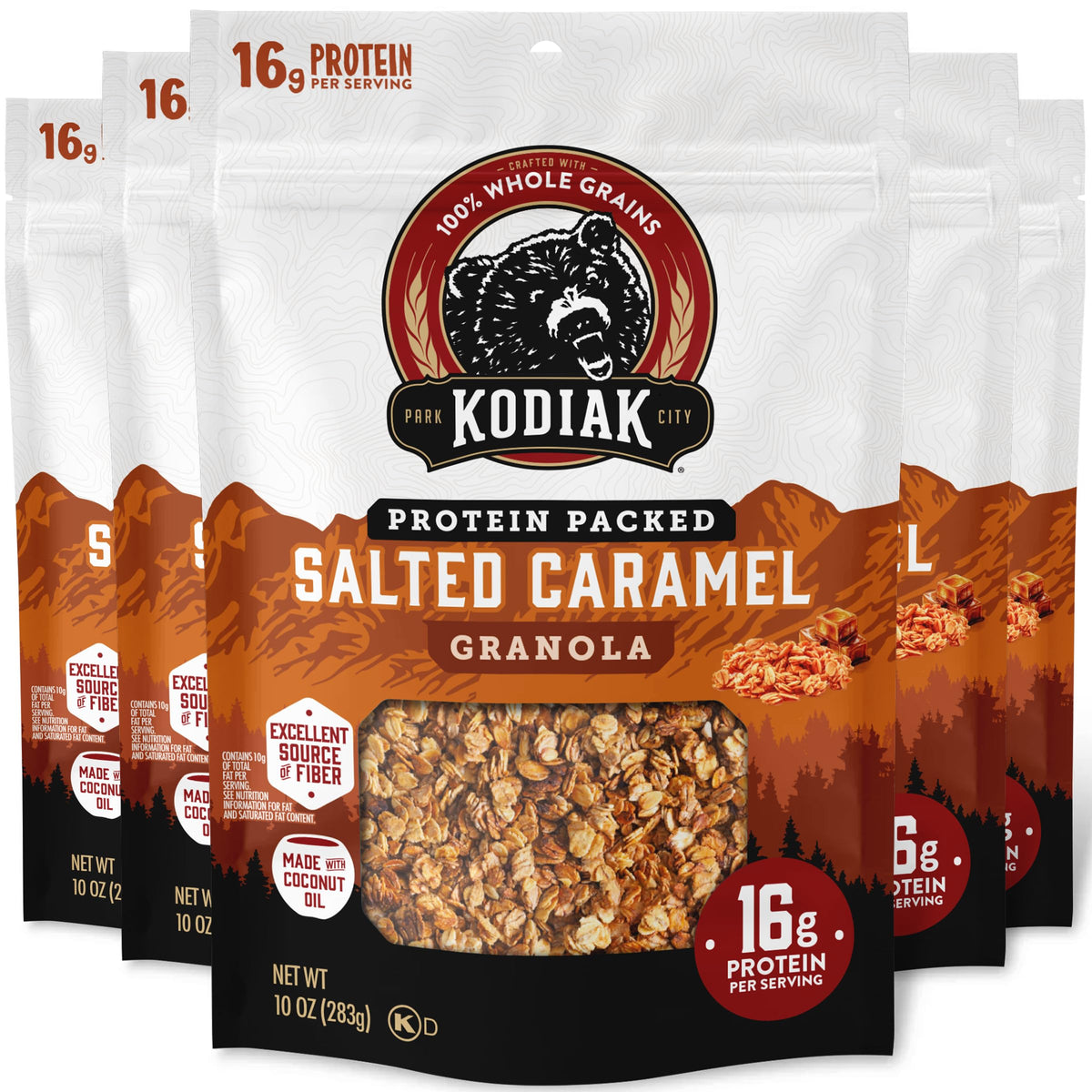 Kodiak Cakes Salted Caramel Granola – High Protein, Whole Grains (5 pouches)