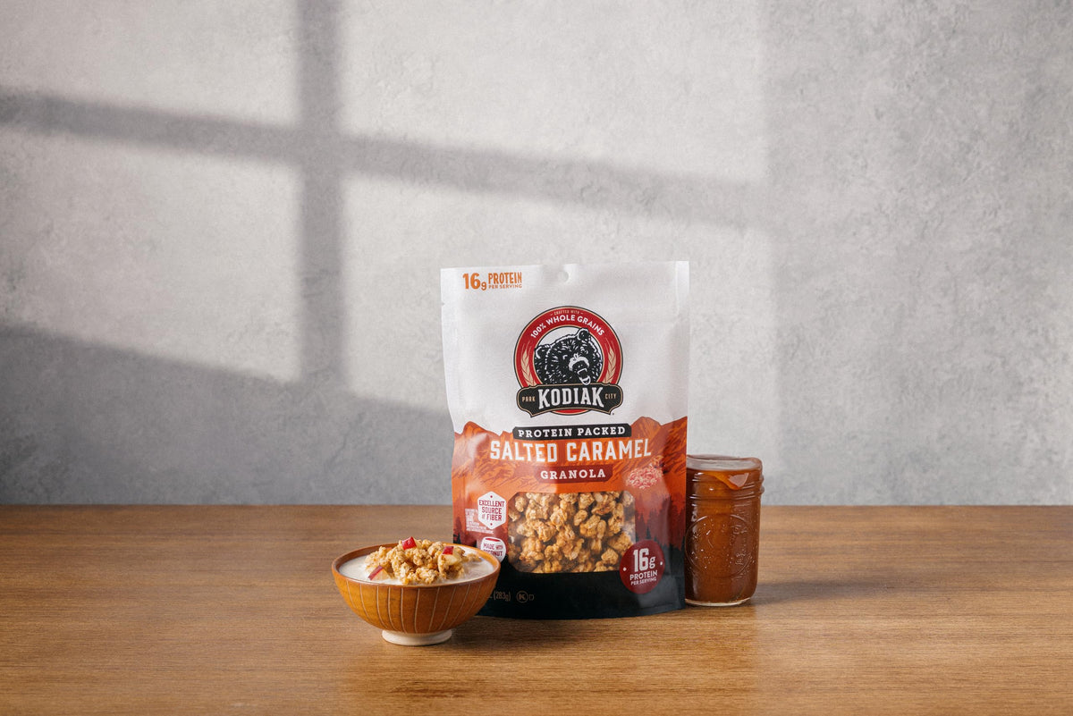 Kodiak Cakes Salted Caramel Granola – High Protein, Whole Grains (5 pouches)