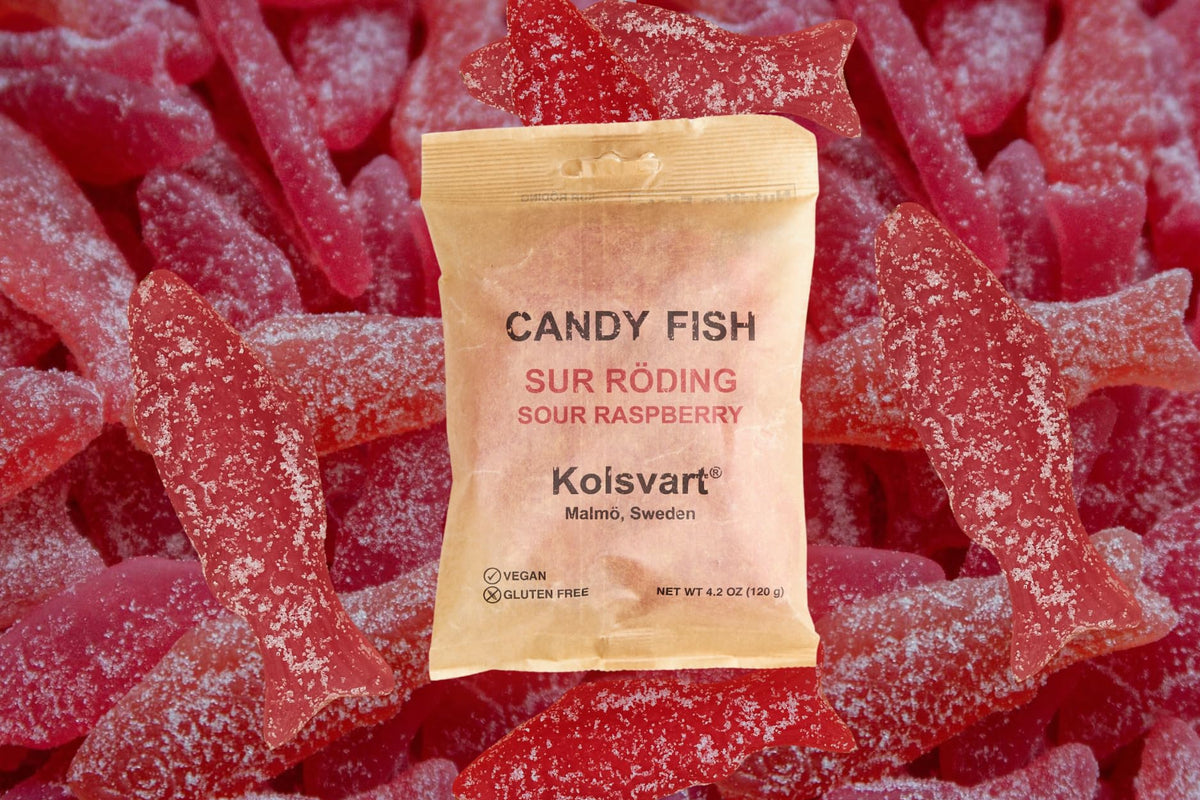 Kolsvart Sour Raspberry Swedish Candy – Vegan, Gluten-Free Gummies | Natural Raspberry Flavor | Pack of 5 (4.2 oz each)