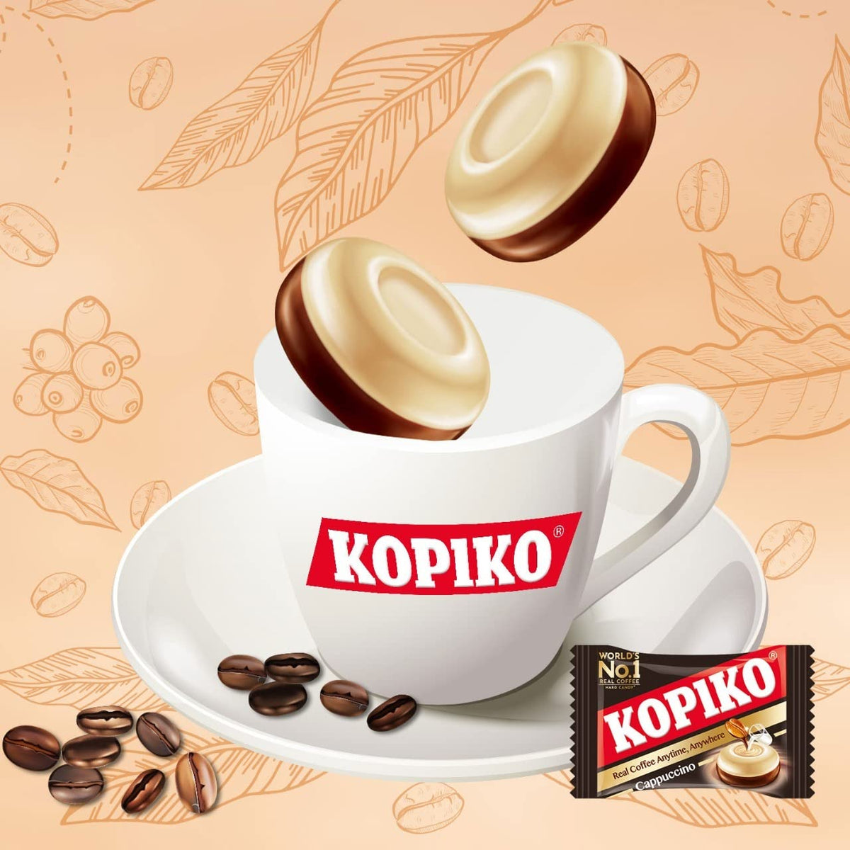 Kopiko Cappuccino Candy – Portable Coffee Candy with Real Extract (2-Pack, 28.2 oz Each)