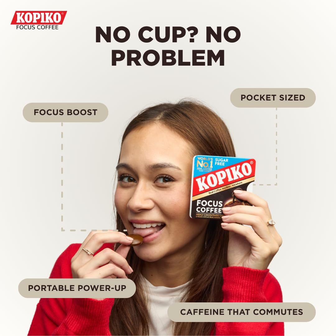 Kopiko Focus Coffee Candy – 80mg Caffeine per 2 Pieces (Sugar-Free)