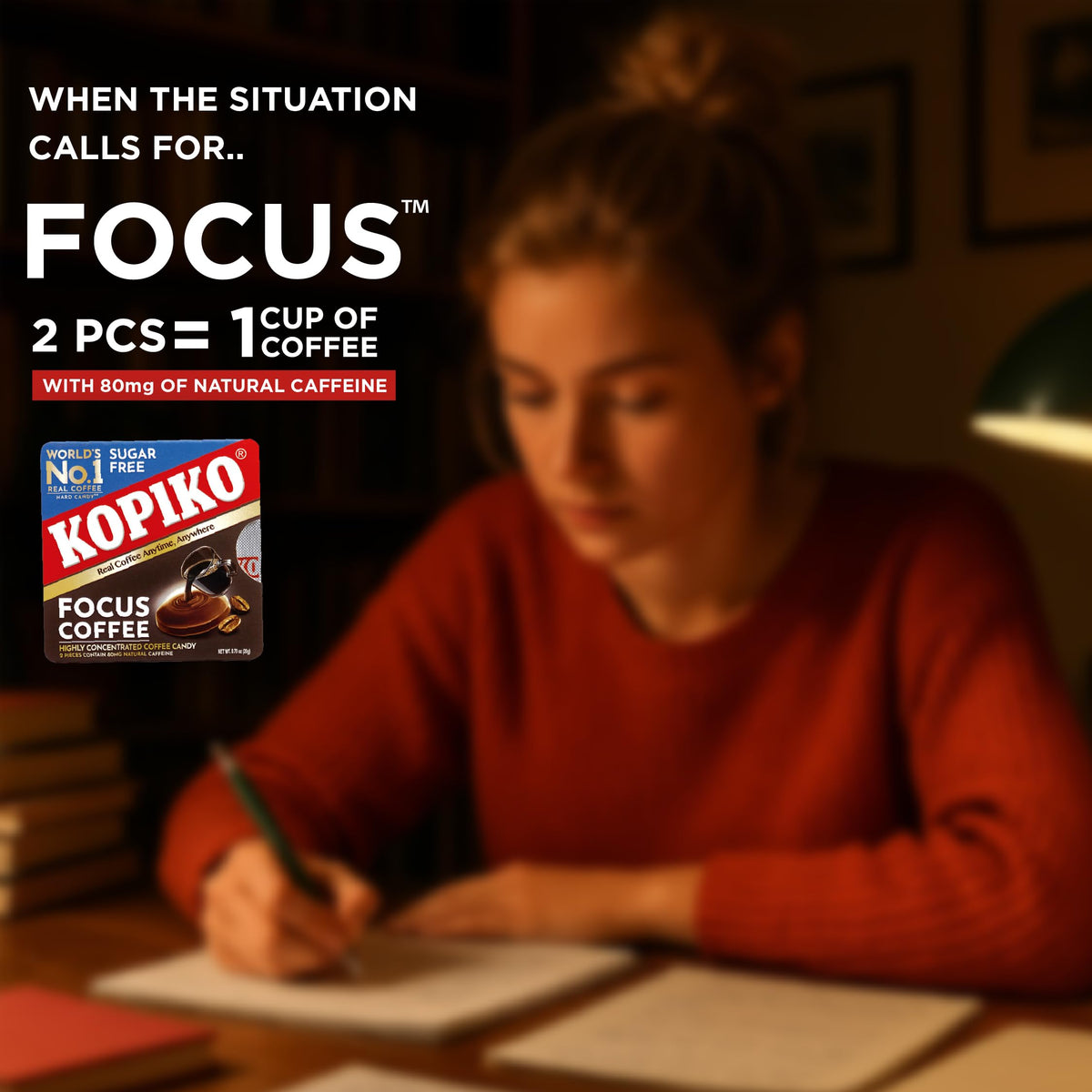 Kopiko Focus Coffee Candy – 80mg Caffeine per 2 Pieces (Sugar-Free)