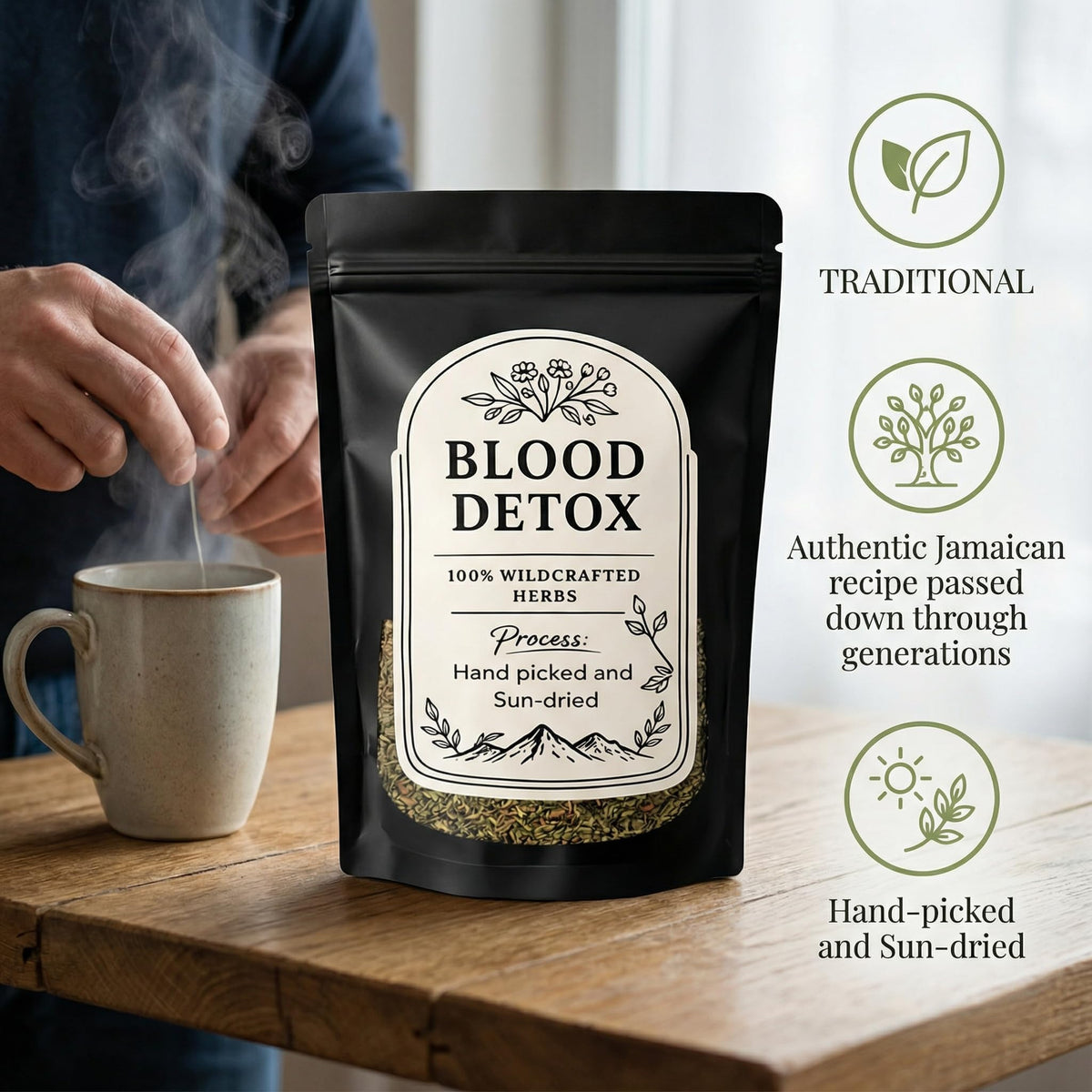 KOVGOCY Blood Detox Tea Jamaica – Caffeine-Free Loose Leaf Herbal Blend, 170 g