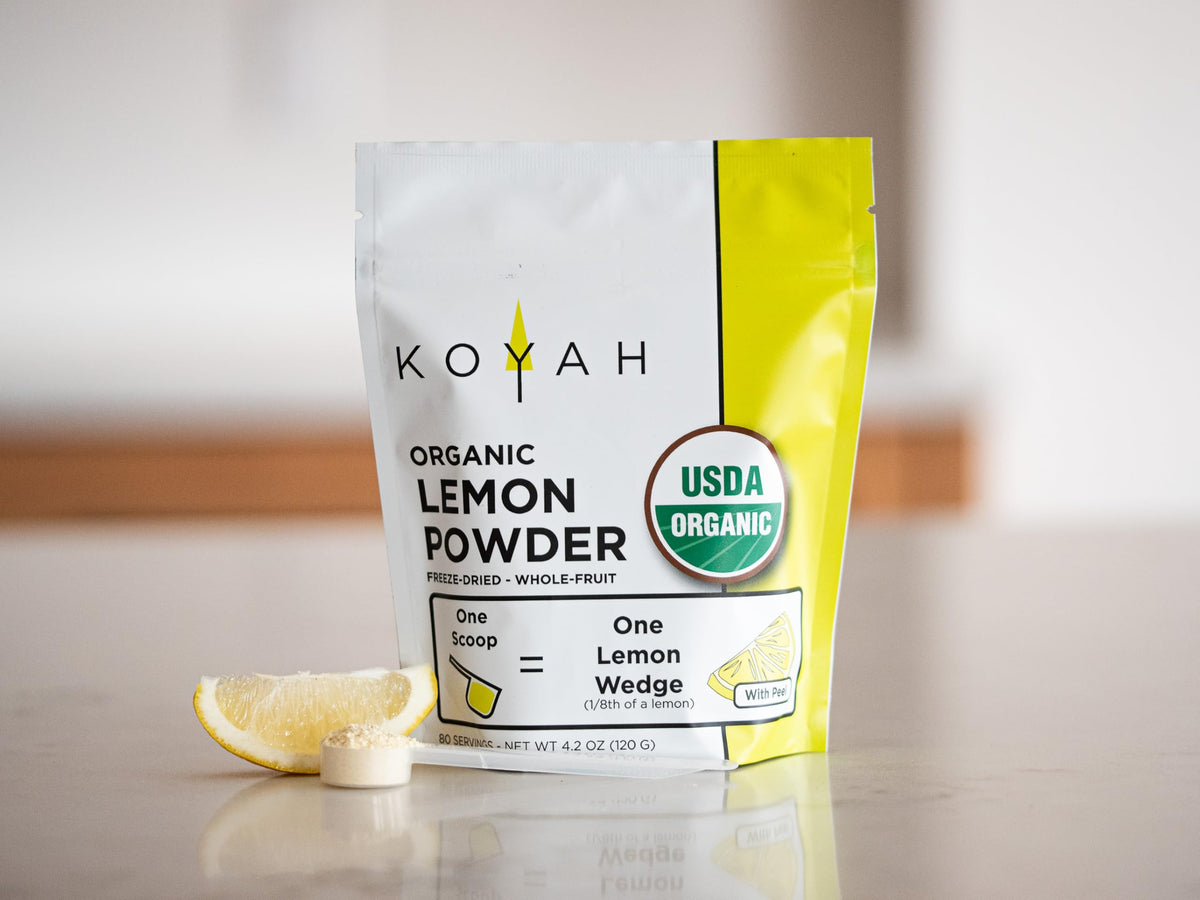 KOYAH Organic Lemon Powder with Peel – 80 Servings, Freeze-Dried, USA & Mexico Lemons