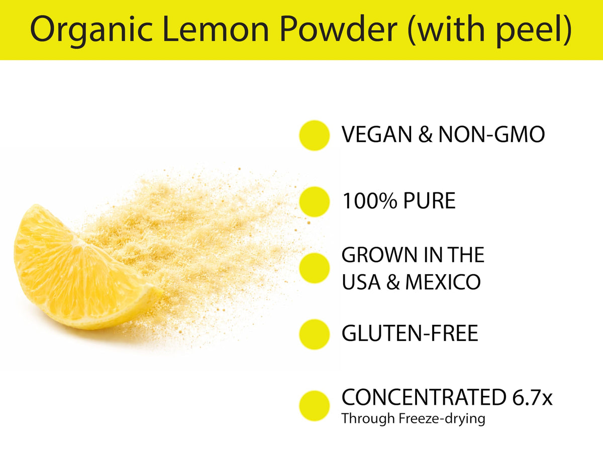 KOYAH Organic Lemon Powder with Peel – 80 Servings, Freeze-Dried, USA & Mexico Lemons