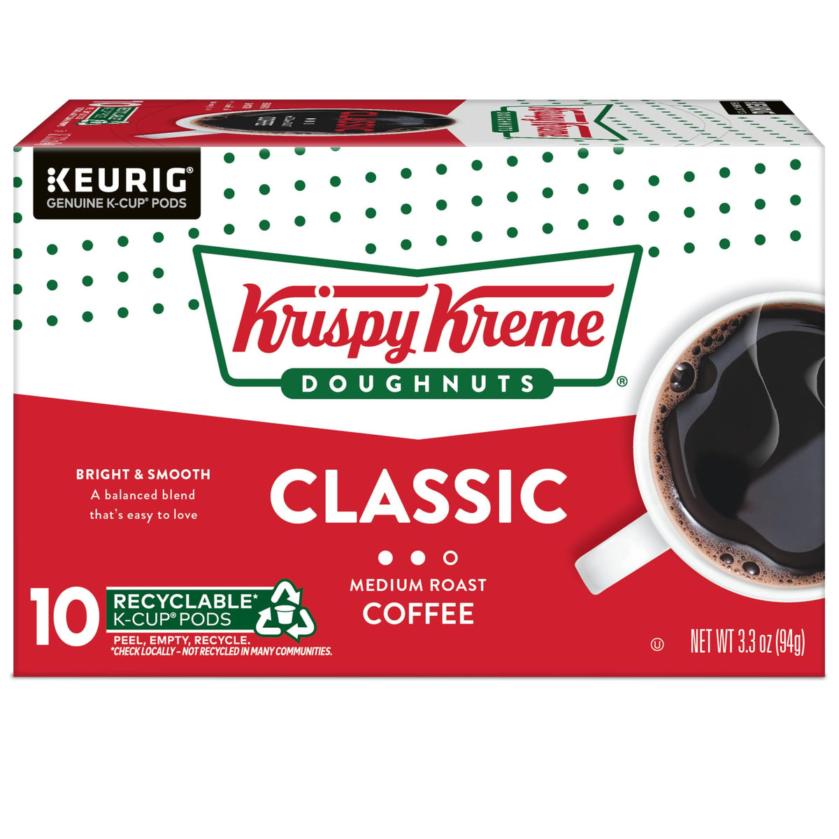 Krispy Kreme Classic Keurig Pods – Medium Roast Coffee, 60 Count (6 Packs)