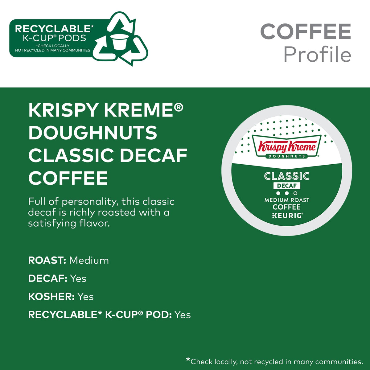 Krispy Kreme Classic Decaf K-Cups – Medium Roast, 96 Count | Keurig Compatible