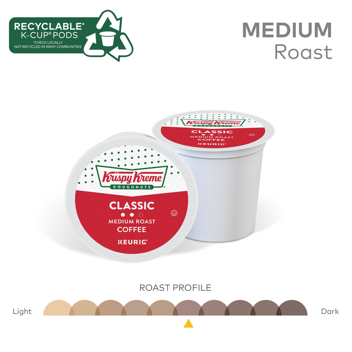 Krispy Kreme Classic Keurig Pods – Medium Roast Coffee, 60 Count (6 Packs)