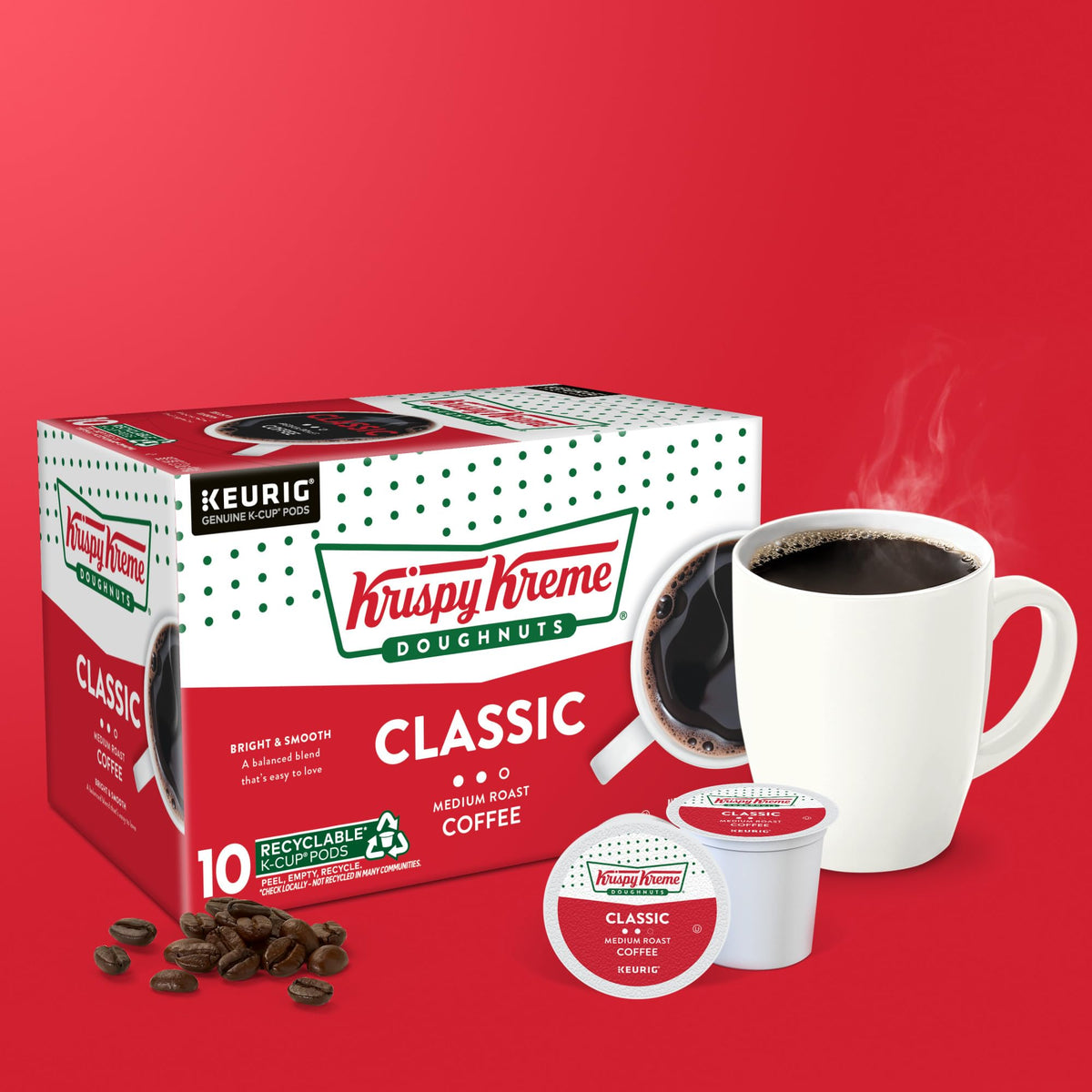 Krispy Kreme Classic Keurig Pods – Medium Roast Coffee, 60 Count (6 Packs)