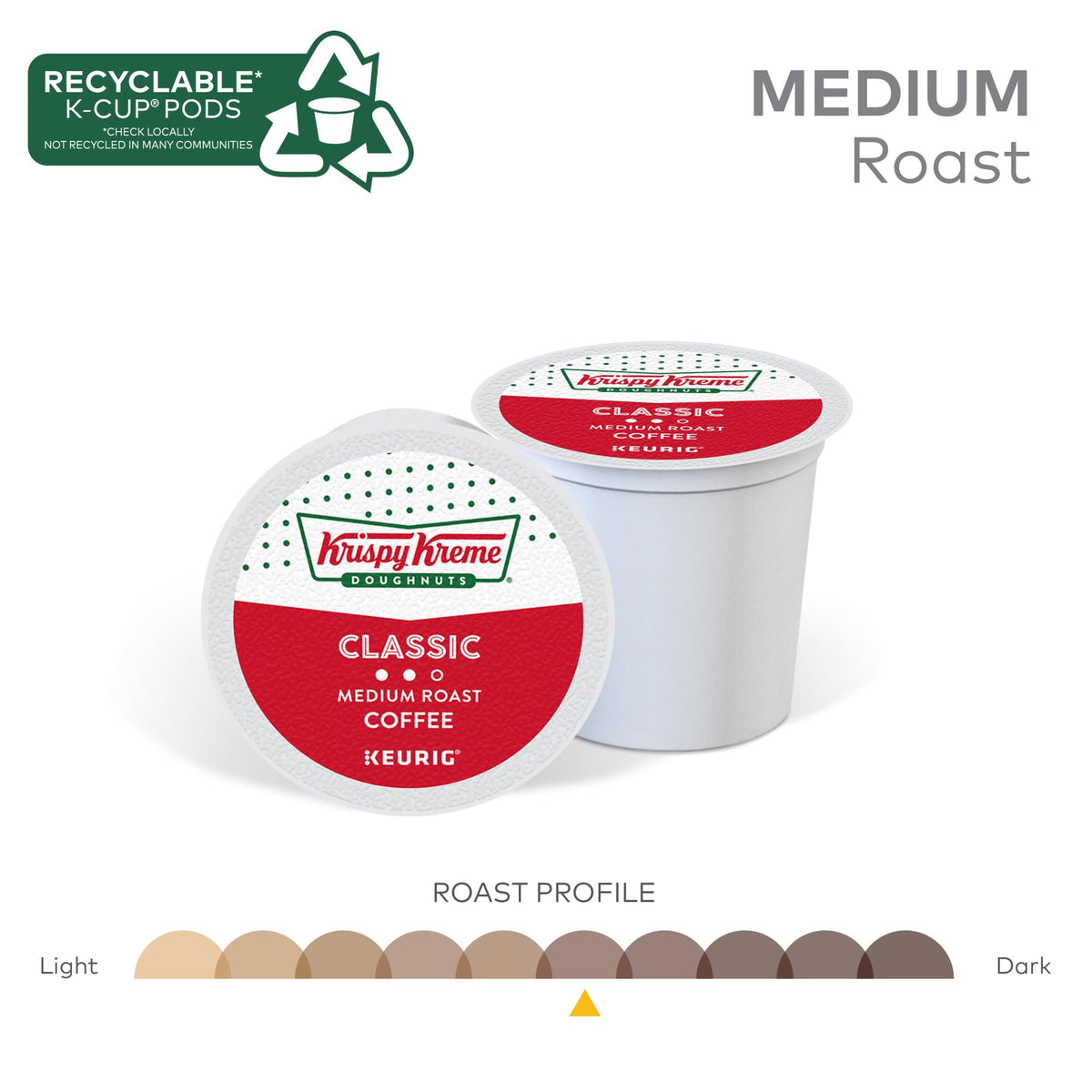 Krispy Kreme Doughnuts Classic Coffee K-Cup Pods – Medium Roast, 48 Count