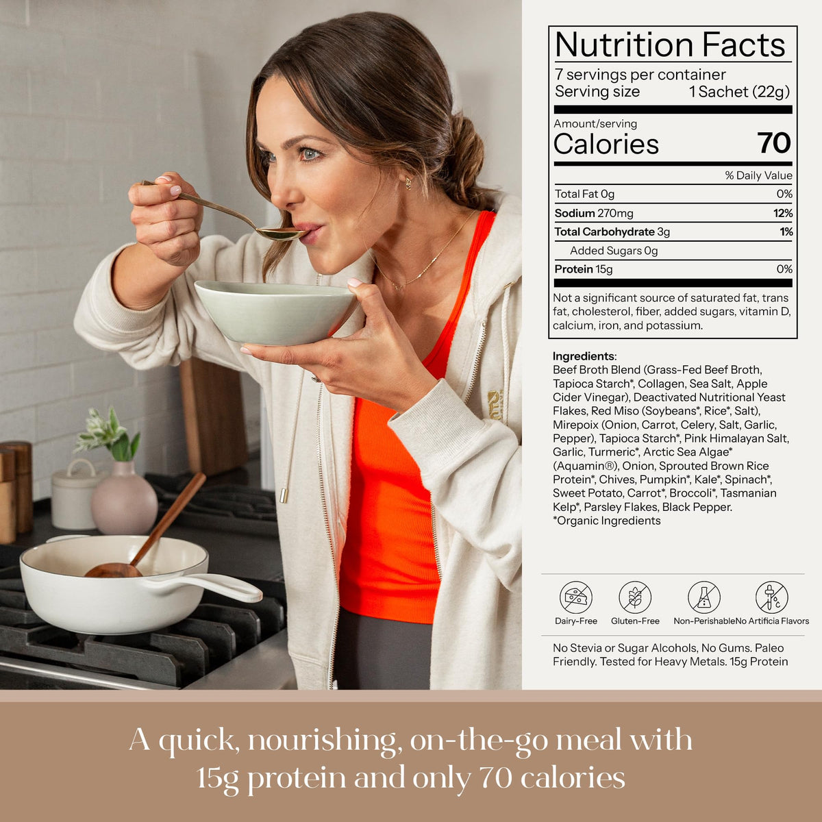 Kroma 24K Beef Bone Broth Powder – 7 Packets, Grass-Fed, Gluten Free