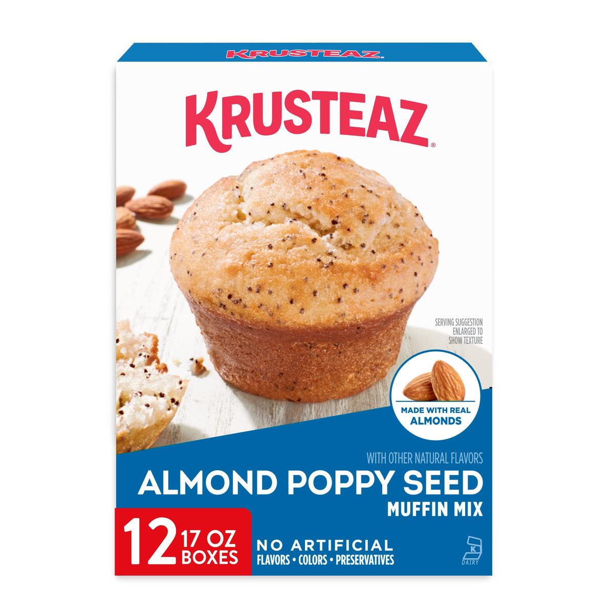 Krusteaz Almond Poppy Seed Muffin Mix – Real Almonds, 17 oz Box (Pack of 12)