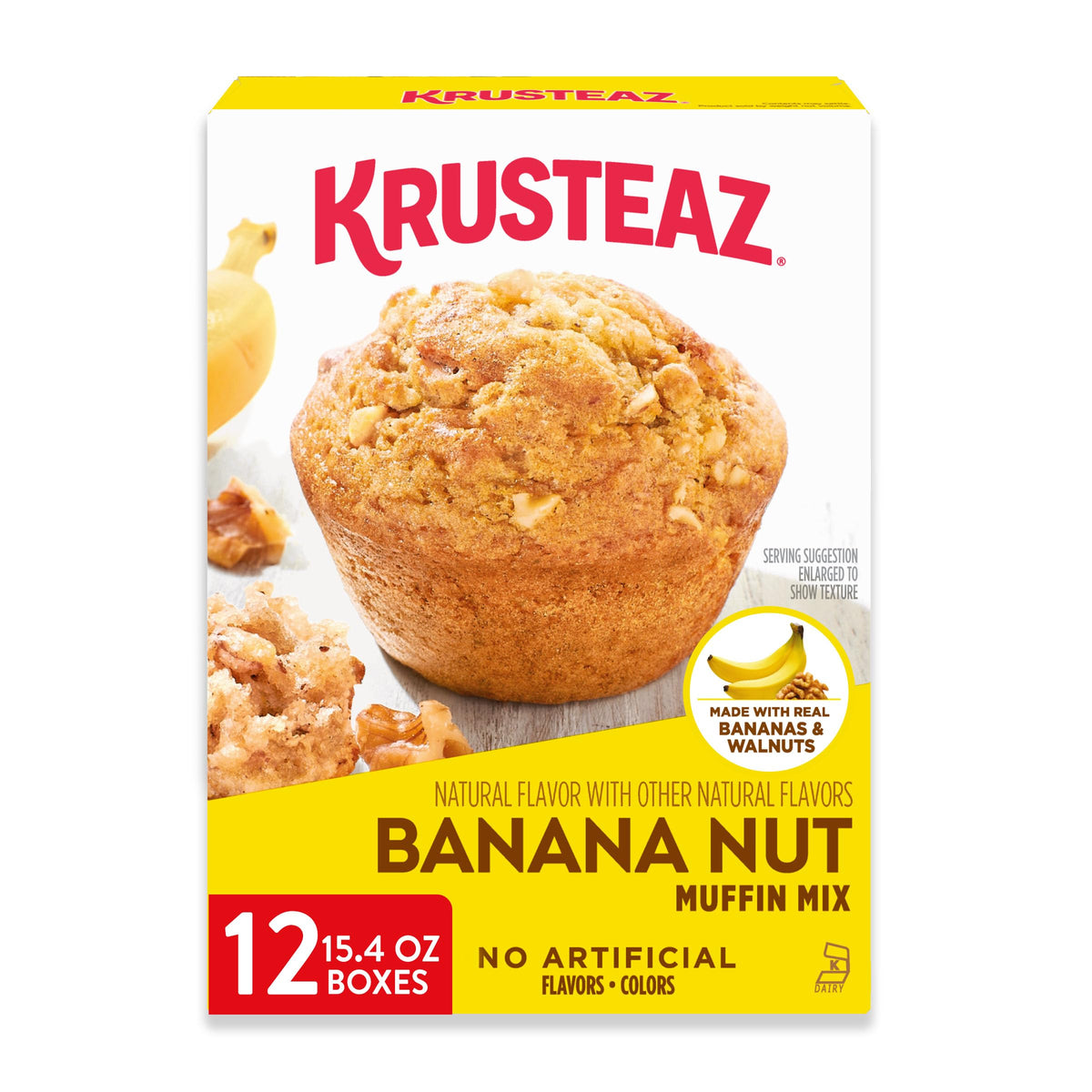 Krusteaz Banana Nut Muffin Mix with Real Bananas & Walnuts - 15.4 oz Box (Pack of 12)