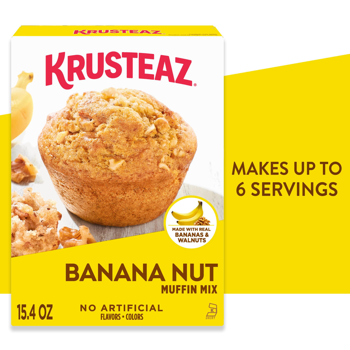 Krusteaz Banana Nut Muffin Mix with Real Bananas & Walnuts - 15.4 oz Box (Pack of 12)