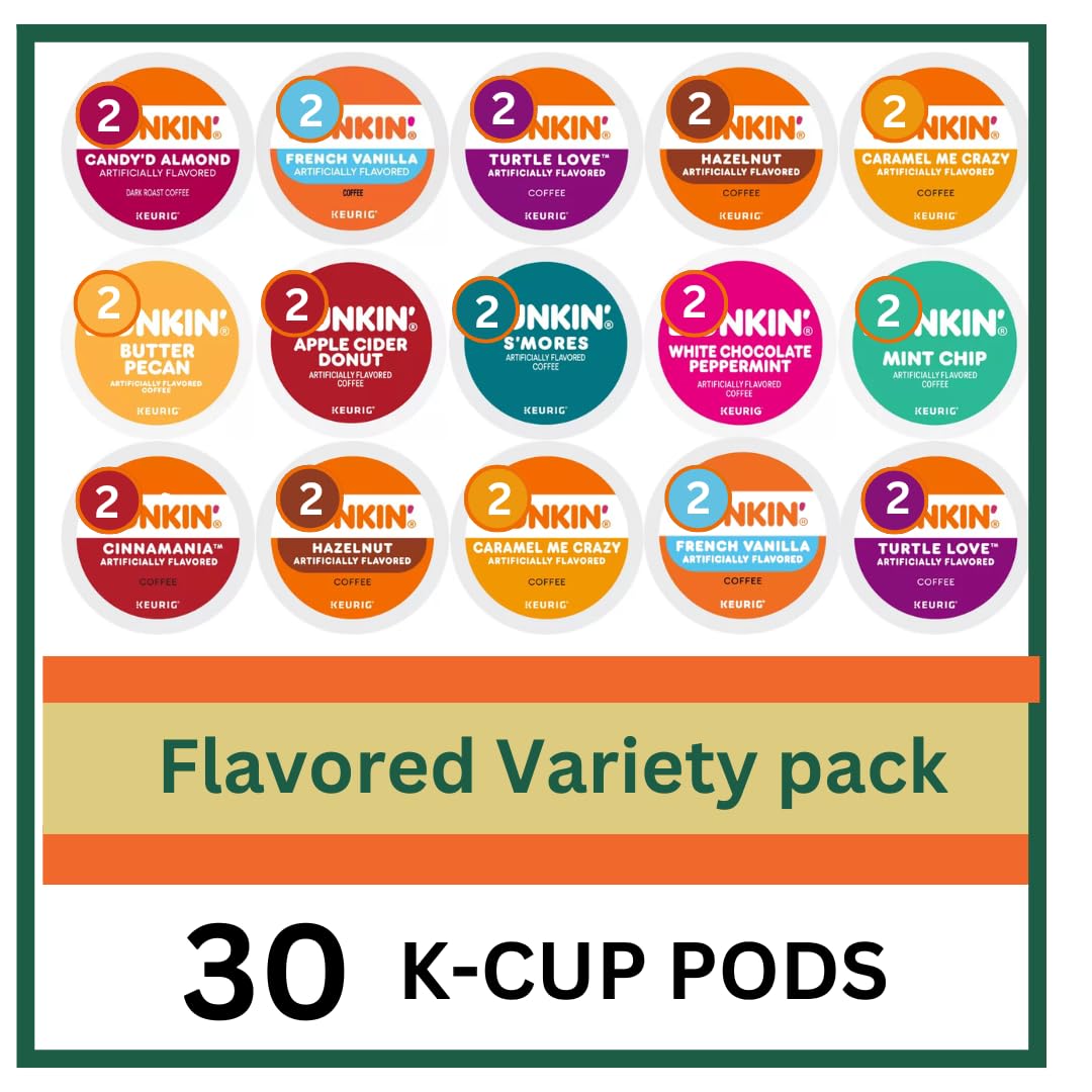 KUPIX 30 Count Flavored Coffee Pods Variety Pack for Keurig – Hazelnut, Cinnamon Dolce, Vanilla & More