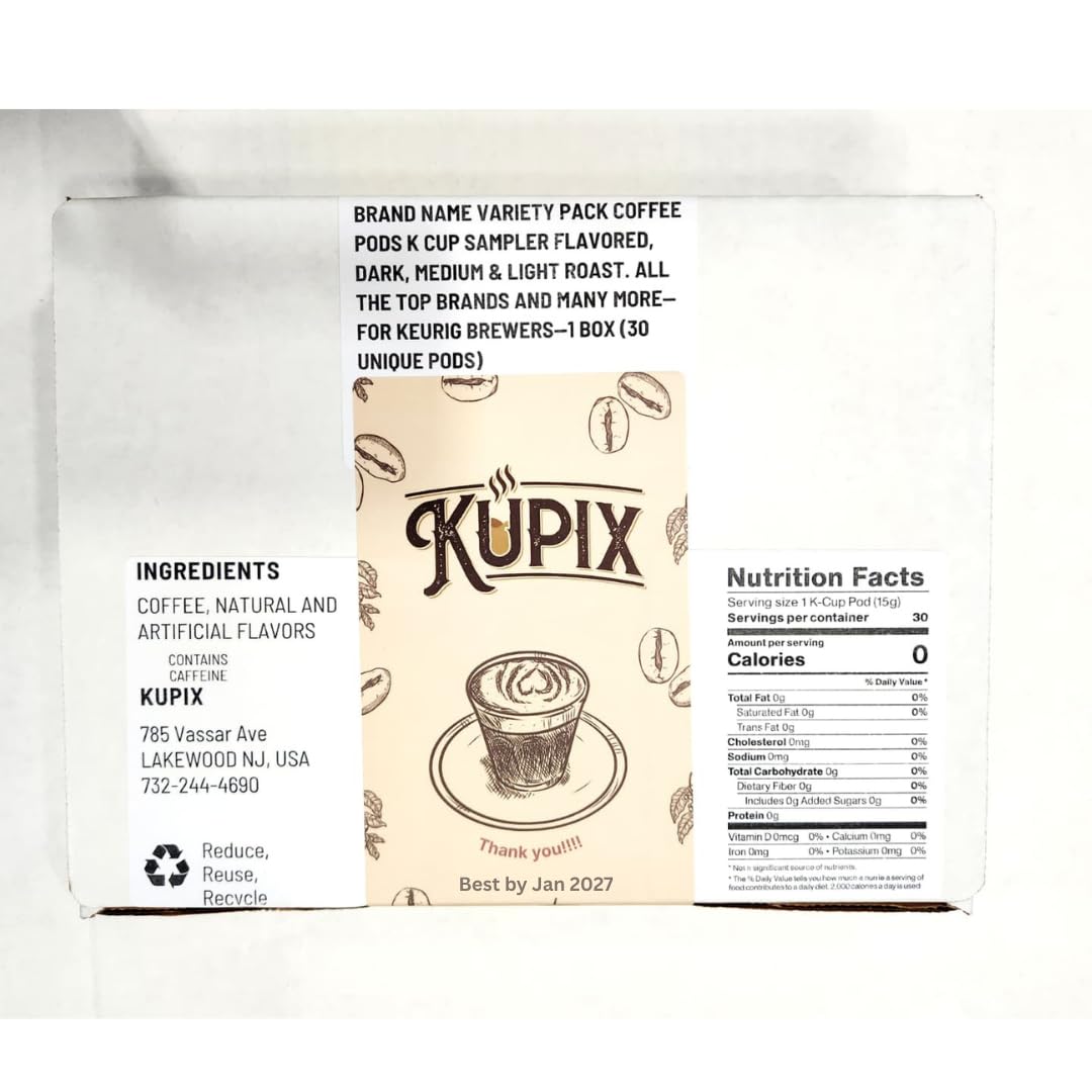 KUPIX Variety Pack Coffee Pods for Keurig | 30 Unique K-Cups