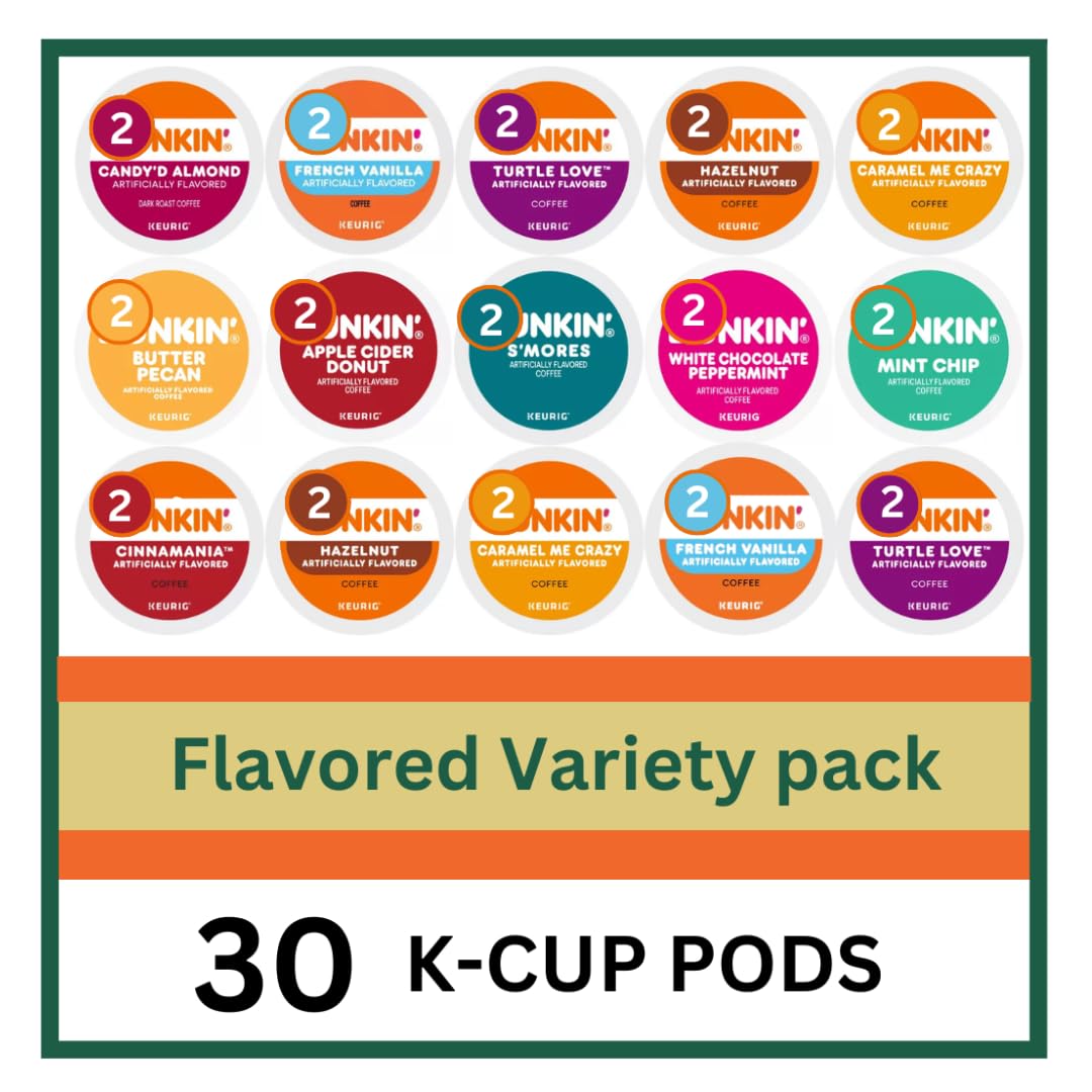 KUPIX 30 Count Flavored Coffee Pods Variety Pack for Keurig – Hazelnut, Cinnamon Dolce, Vanilla & More