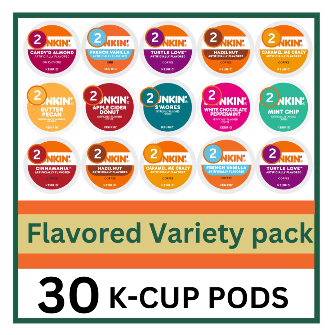 KUPIX 30 Count Flavored Coffee Pods Variety Pack for Keurig – Hazelnut, Cinnamon Dolce, Vanilla & More