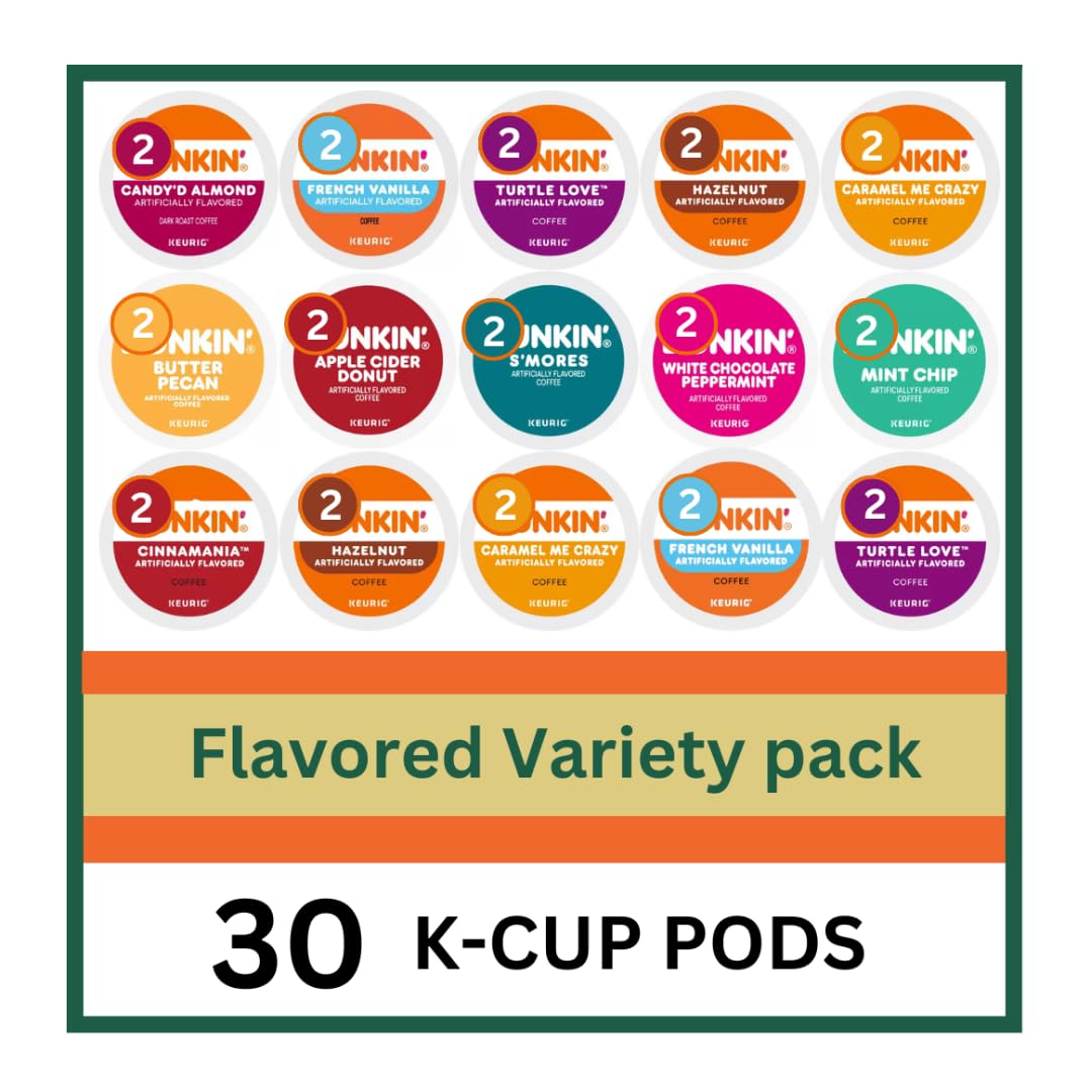 KUPIX 30 Count Flavored Coffee Pods Variety Pack for Keurig – Hazelnut, Cinnamon Dolce, Vanilla & More