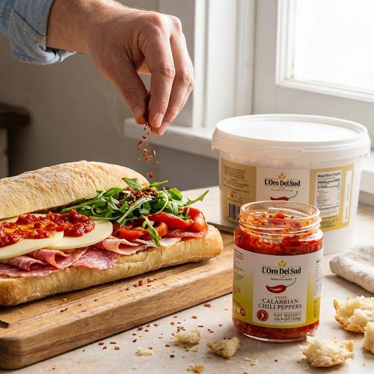L'Oro Del Sud 100% Certified Dry Calabrian Chili Pepper Flakes – 1 KG Tub, Product of Italy