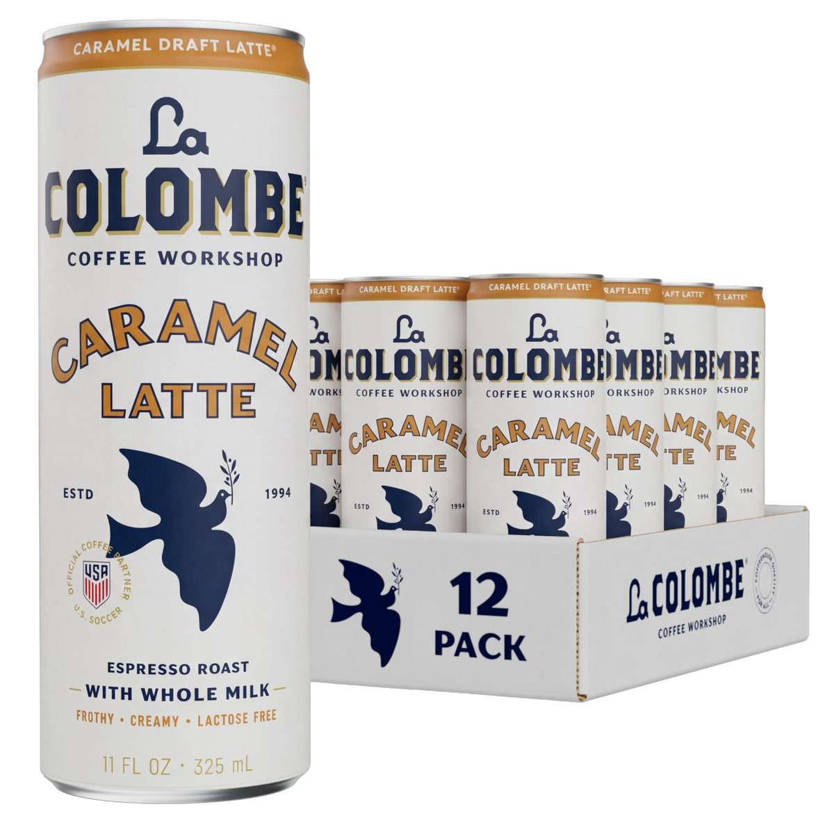 La Colombe Caramel Draft Latte – 11oz Cans (Pack of 12) | Ready-to-Drink Cold Brew, Coffeehouse Quality