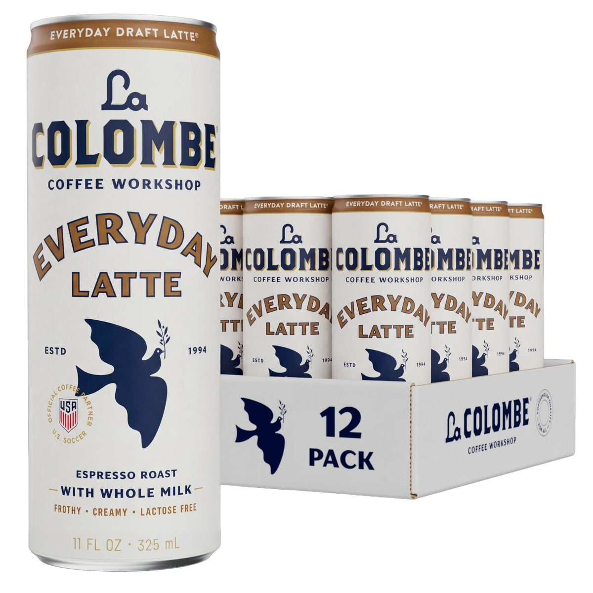 La Colombe Draft Latte — 11 fl oz Cans (Pack of 12) Ready-to-Drink Cold Brew Coffee