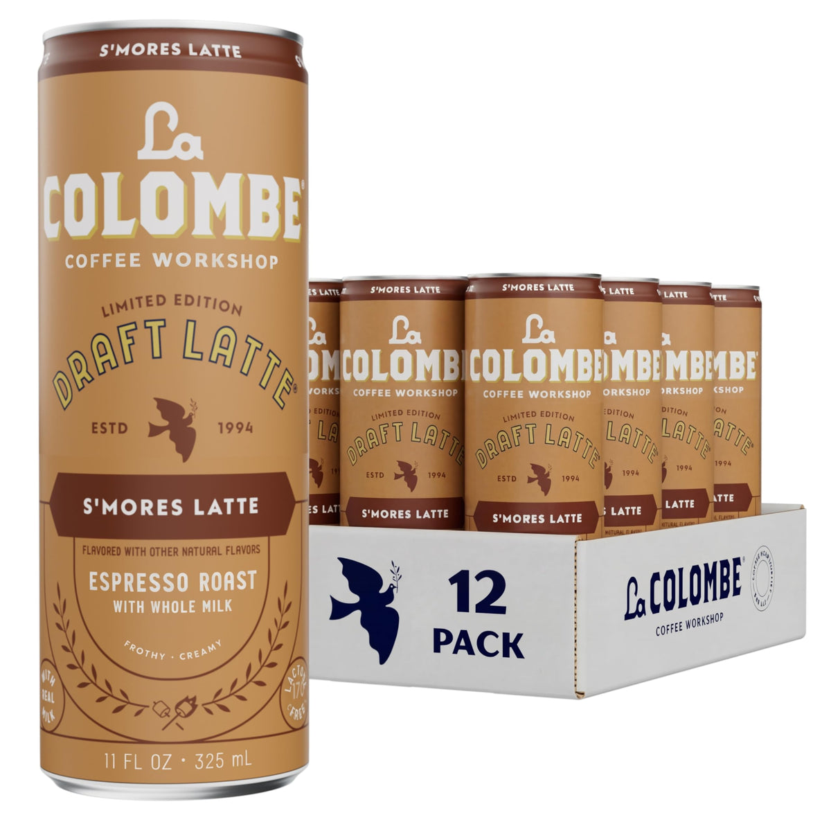 La Colombe S'mores Latte Cold Brew Draft Latte — 11 fl oz Cans (Pack of 12)