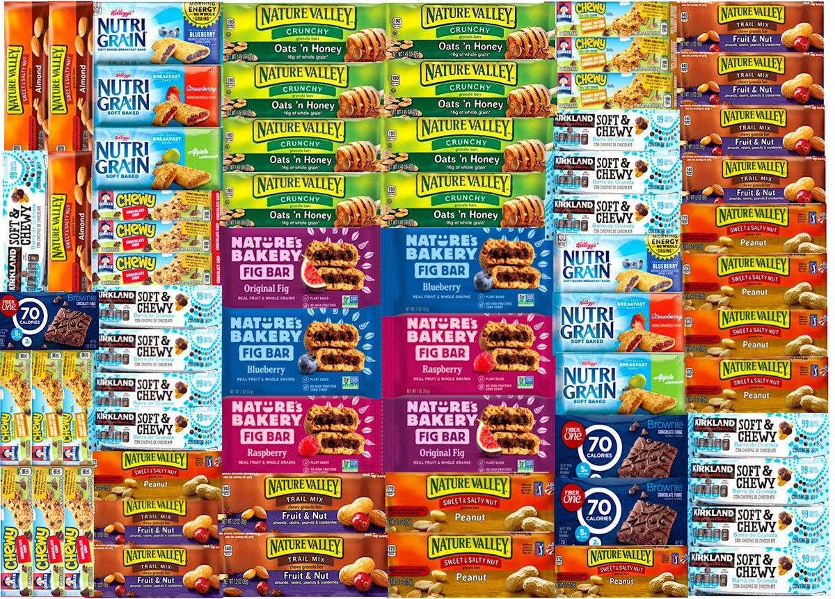 LA Signature Healthy Snack Bars Variety Pack – 66-Count Gift Box for Dorms, Offices & Travel