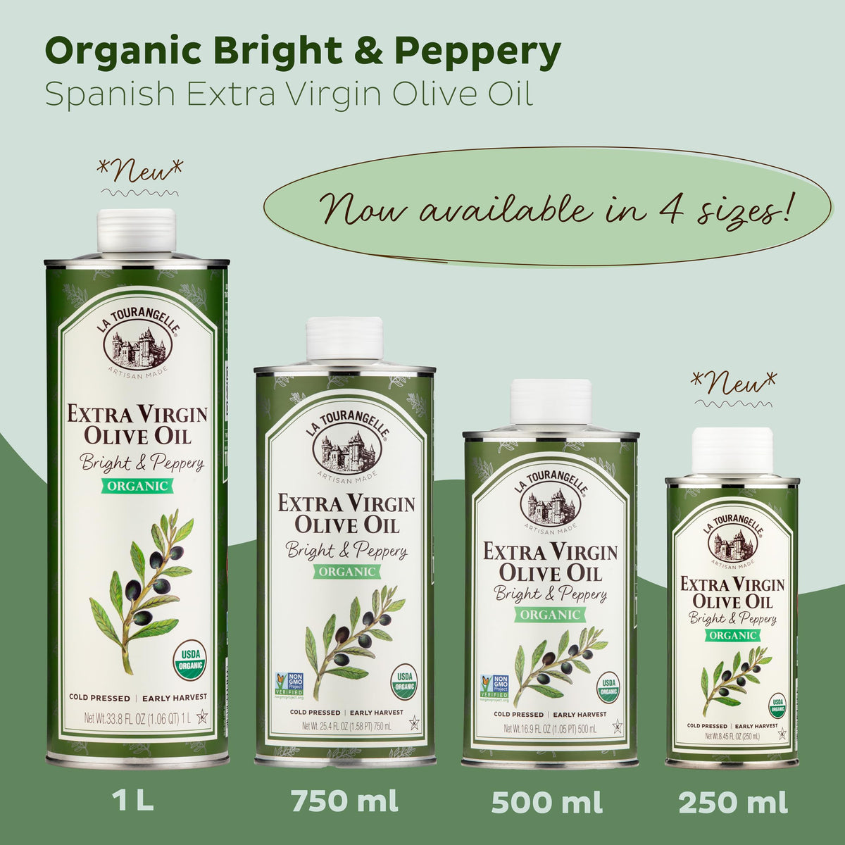 La Tourangelle Organic Extra Virgin Olive Oil – Cold-Pressed Early Harvest, Spain, 1L