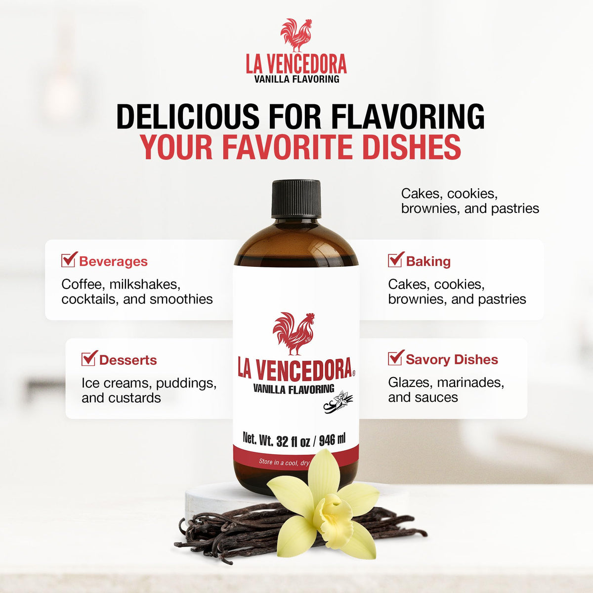 La Vencedora Mexican Vanilla – Large 32oz Bottles (Pack of 2) for Baking & Desserts