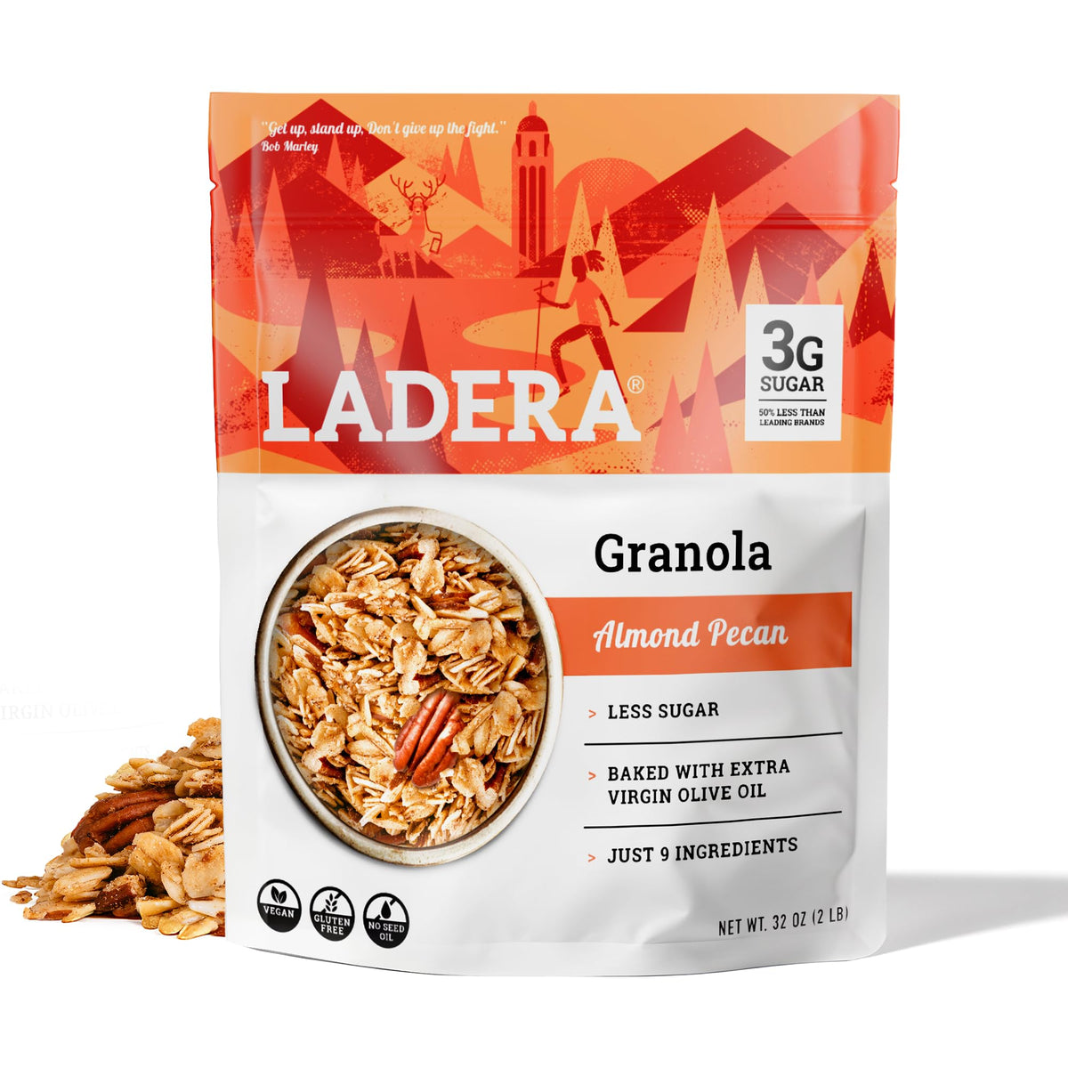 LADERA Almond Pecan Granola – Low Sugar, Gluten Free & Vegan, 2 lb