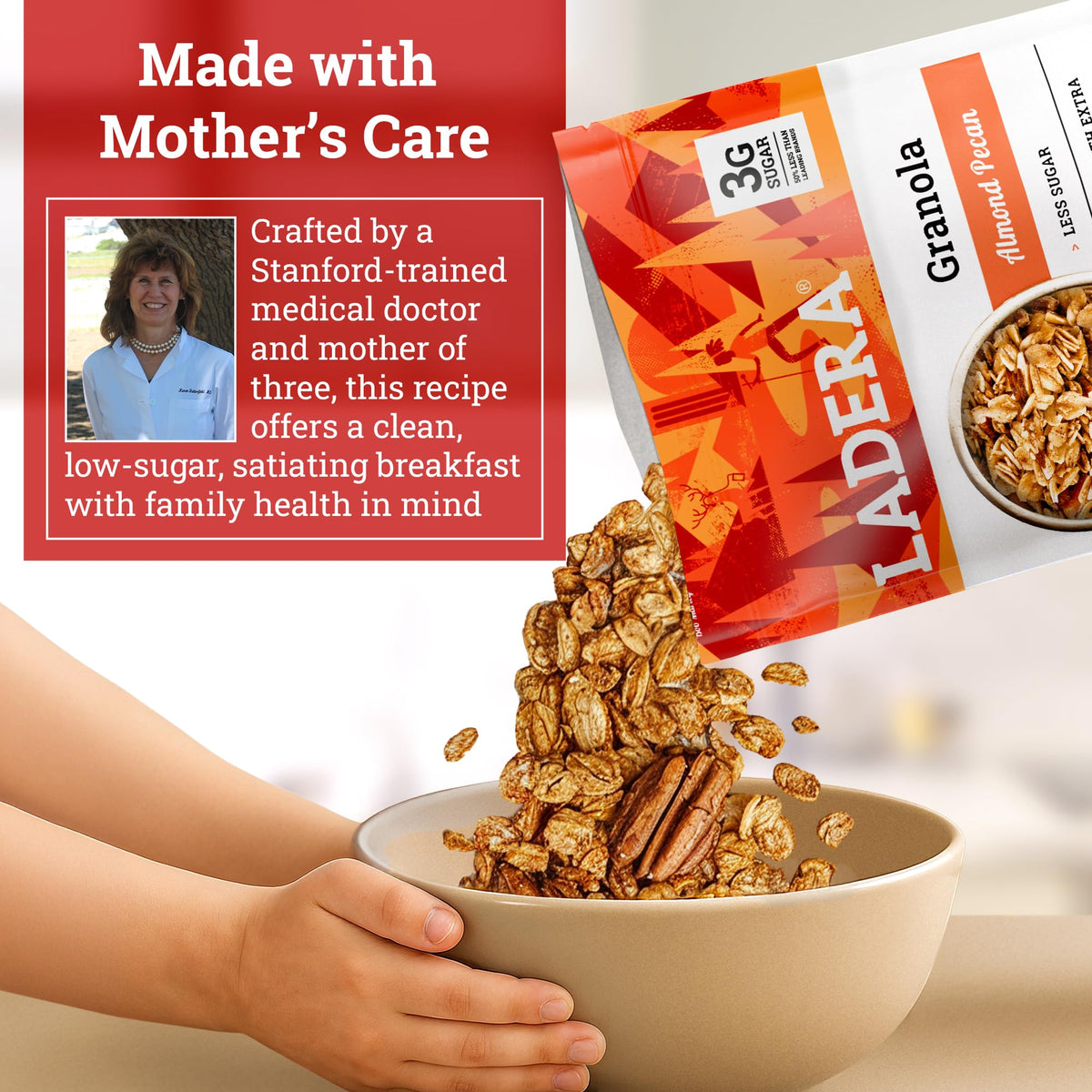 LADERA Almond Pecan Granola – Low Sugar, Gluten Free & Vegan, 2 lb