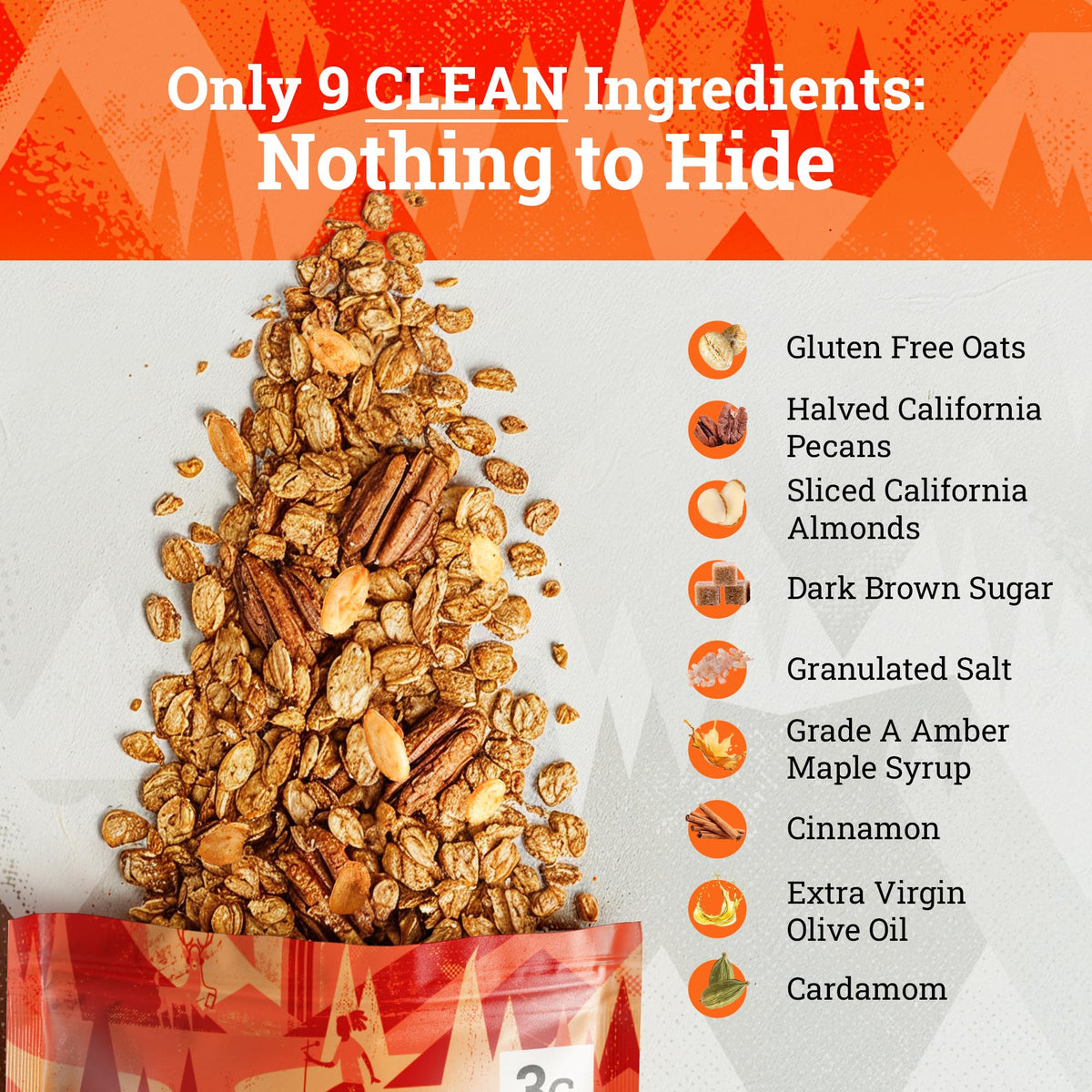 LADERA Almond Pecan Granola – Low Sugar, Gluten Free & Vegan, 2 lb