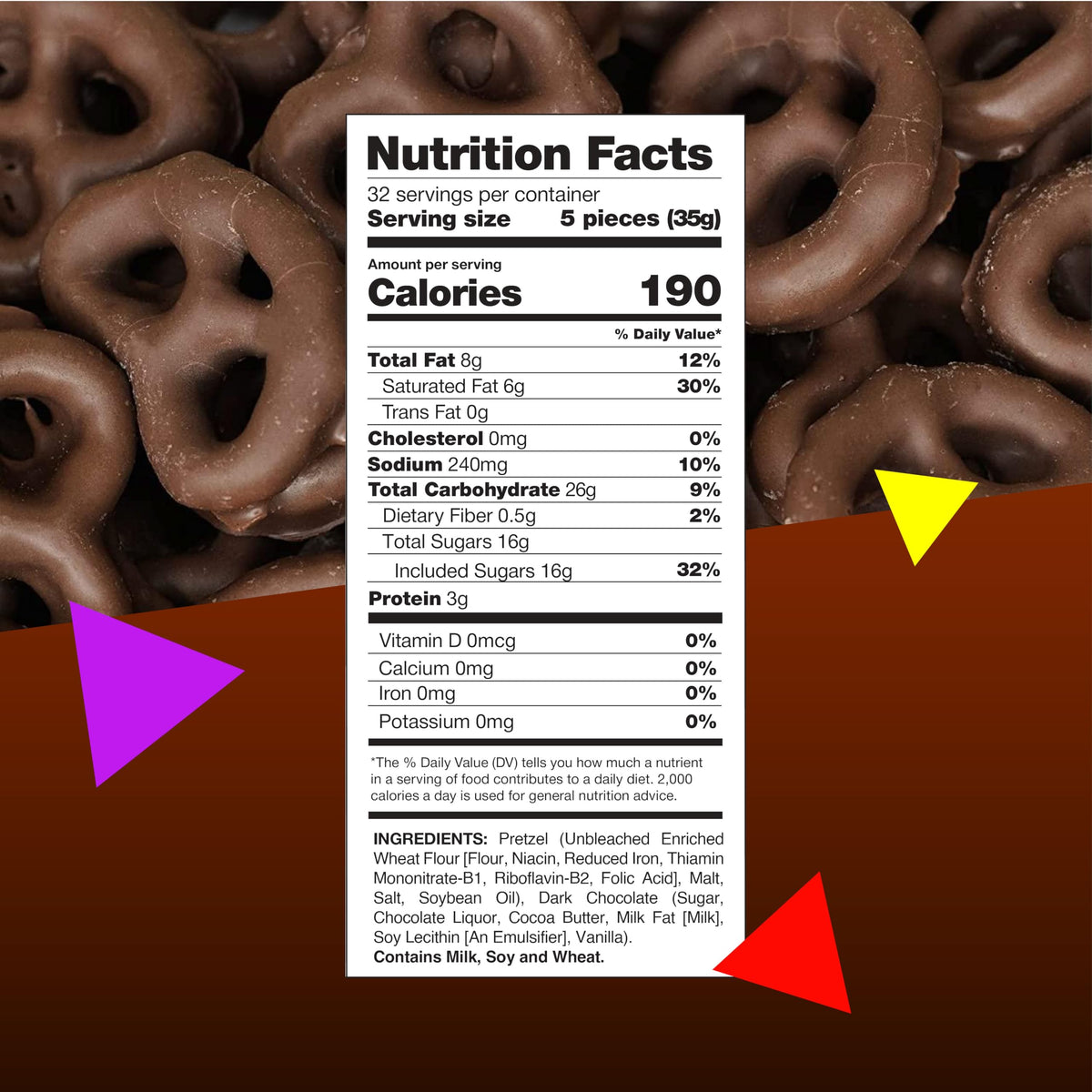 LAETAFOOD Dark Chocolate Covered Pretzels – 40 oz Bag | Salted, Mildly Sweet