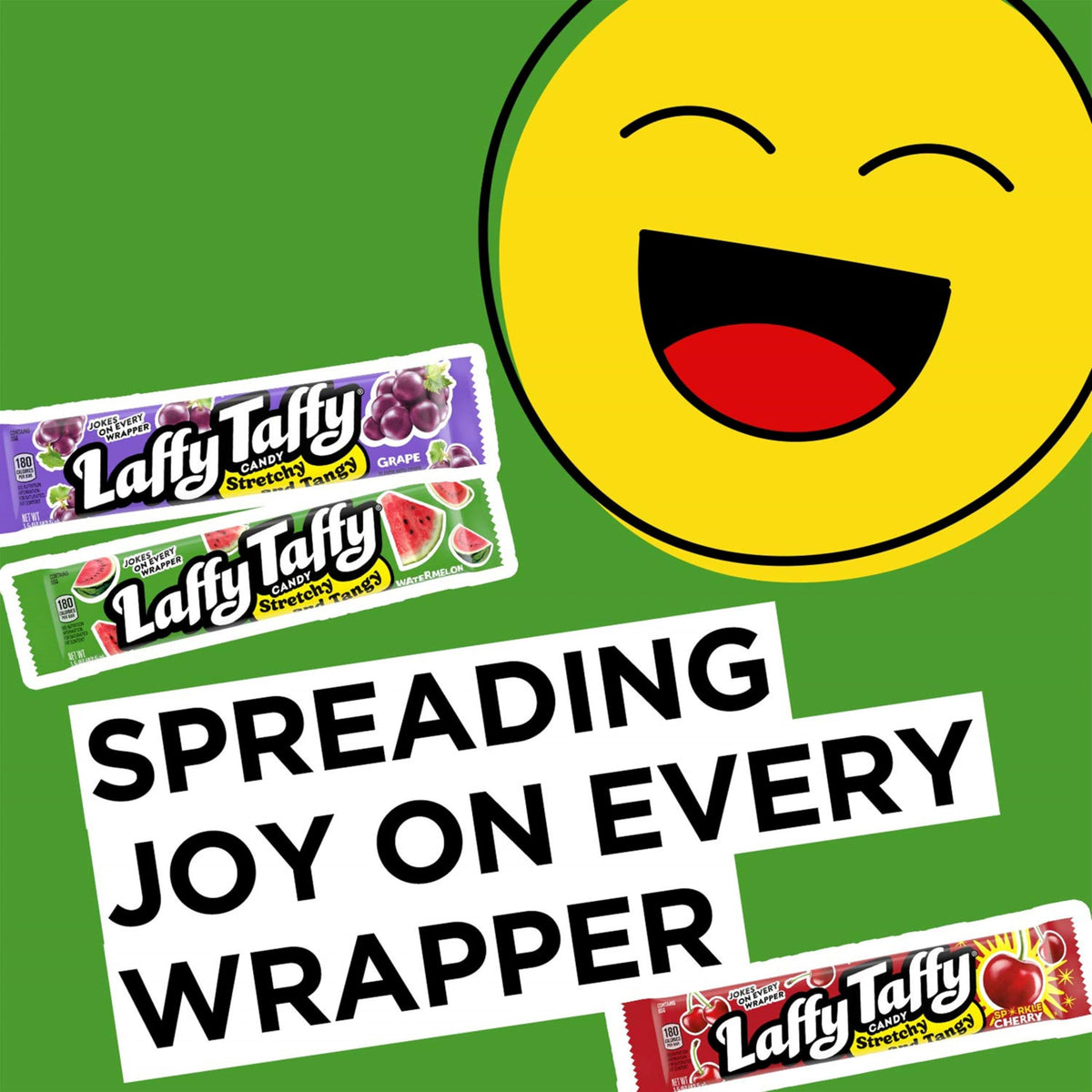 Laffy Taffy Stretchy & Tangy Variety Candy Box – Grape, Watermelon & Cherry (24 Bars)