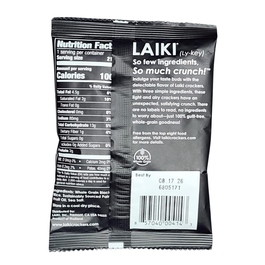LAIKI Gluten Free Rice Crackers – Black Pack | Low Sodium, Vegan, Non-GMO | GF Snack Pack 30