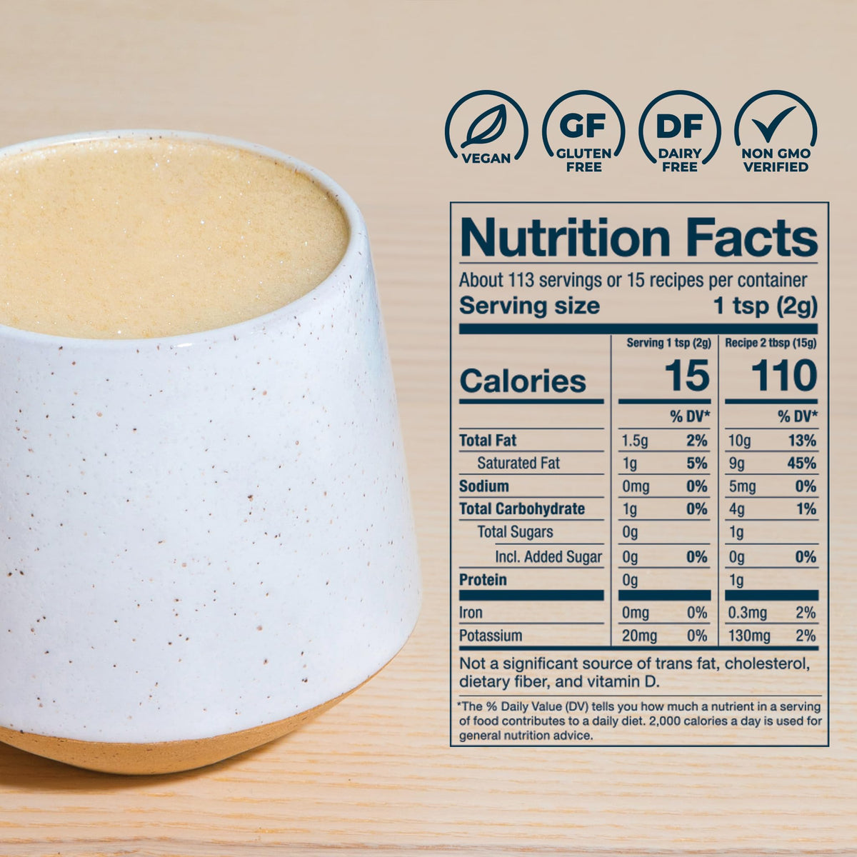 Laird Superfood Non-Dairy Reduced Sugar Powder Coffee Creamer - 16 oz Bag, Vegan, Keto, Gluten Free