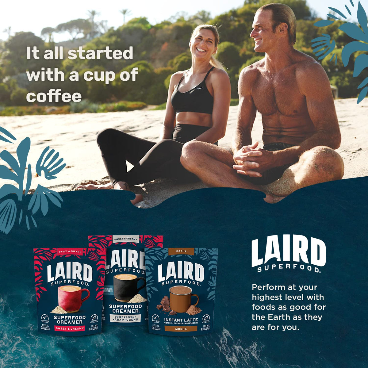 Laird Superfood Non-Dairy Reduced Sugar Powder Coffee Creamer - 16 oz Bag, Vegan, Keto, Gluten Free