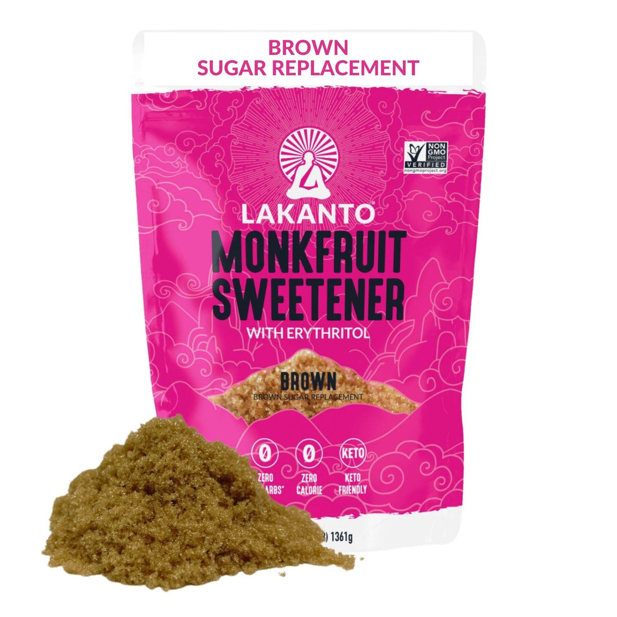Lakanto Brown Monk Fruit Sweetener with Erythritol – Zero Calorie Brown Sugar Substitute (3 lb) | Vegan, Keto, Gluten Free