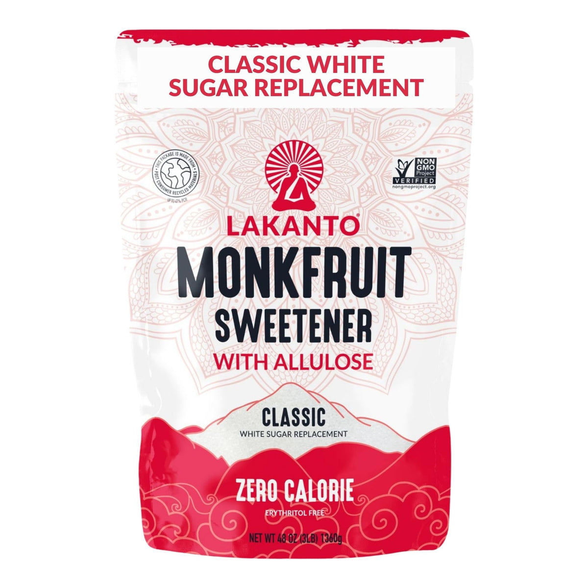 Lakanto Classic Monk Fruit Sweetener with Allulose – Zero Calorie Sugar Substitute for Baking, Coffee & Tea | Gluten Free, Keto