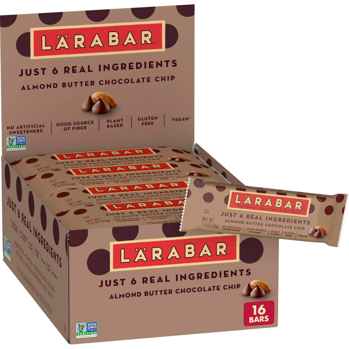 LÄRABAR Almond Butter Chocolate Chip Bars — Gluten Free & Vegan, 16 Bars (25.6 oz)