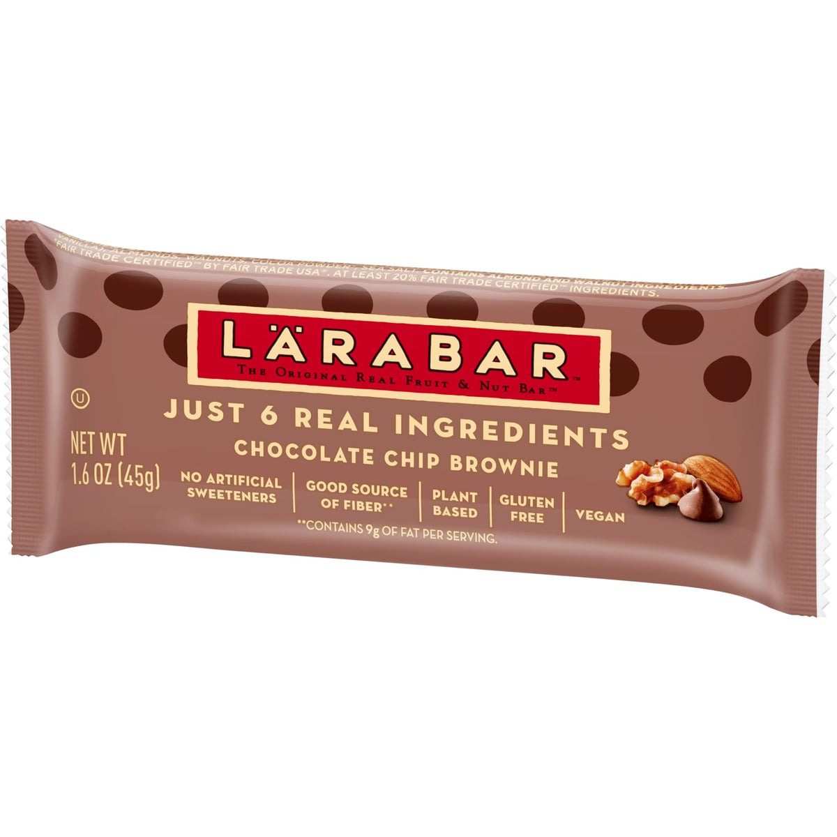 LÄRABAR Chocolate Chip Brownie Fruit and Nut Bars – Gluten Free & Vegan, 16 Count, 25.6 oz