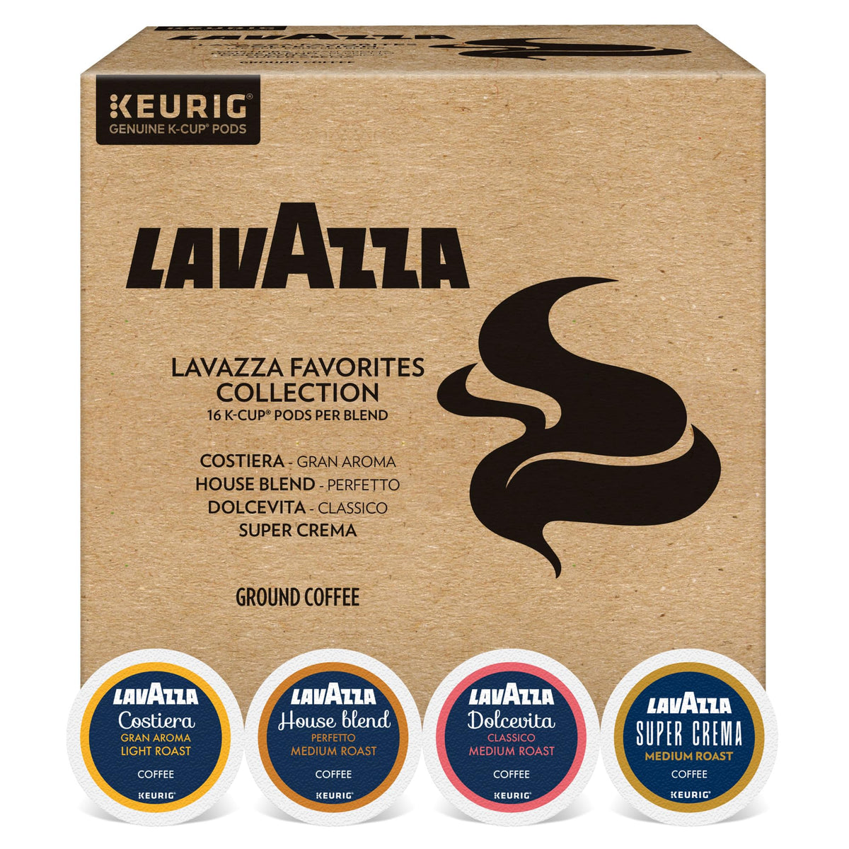 Lavazza Favorites Collection Variety Pack – 64 K-Cup Pods (Light & Medium Roast)