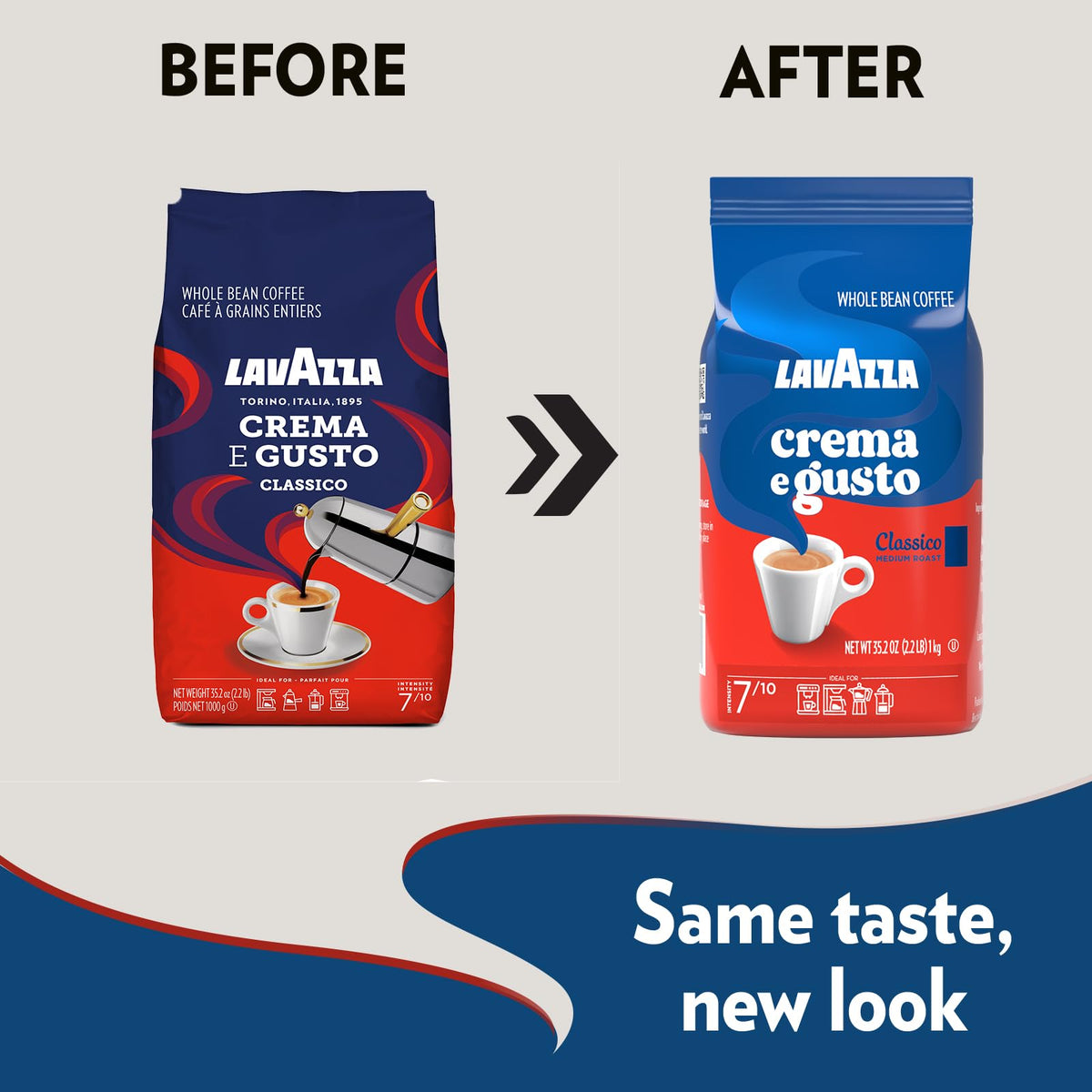 Lavazza Crema e Gusto Whole Bean Coffee – Medium Roast, 2.2 lb | Arabica & Robusta Blend