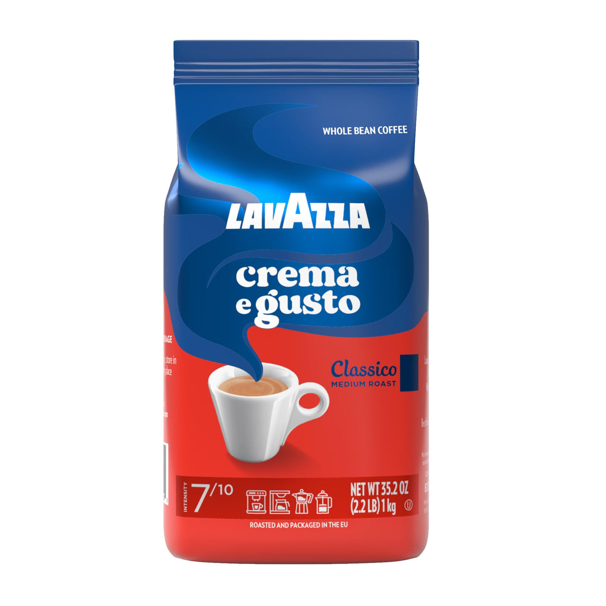 Lavazza Crema e Gusto Whole Bean Coffee – Medium Roast, 2.2 lb | Arabica & Robusta Blend