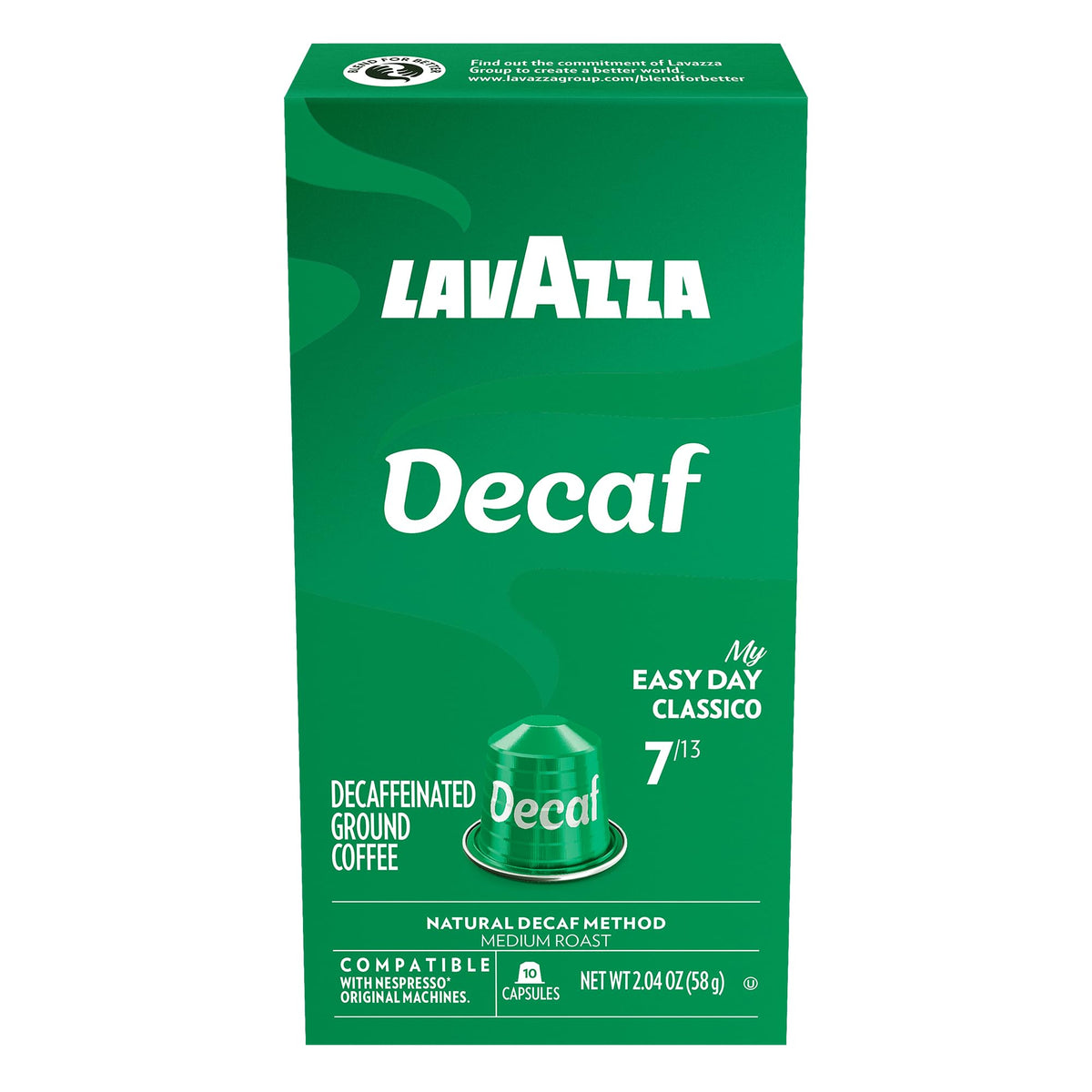 Lavazza Decaf Aluminum Capsules for Nespresso Original Machines – Medium Roast (60 Capsules)
